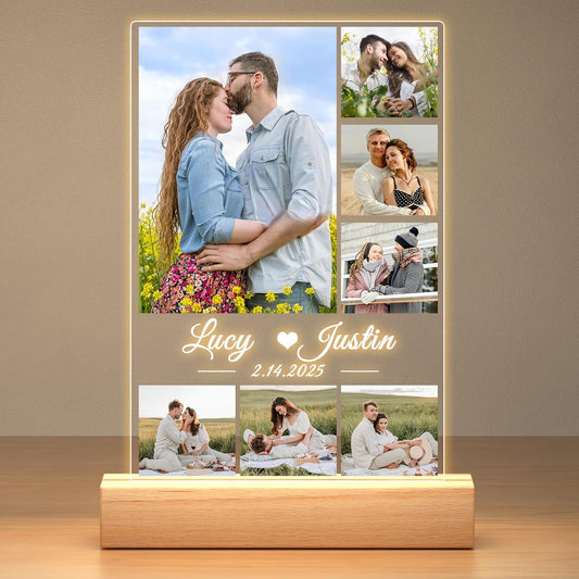 Personalized Anniversary Birthday Gifts for Women and Men, Custom Picture Frames with Photos, Personalized Photo Frame with Night Light, Customized Couple Gifts for Him Her Boyfriend Girlfriend
