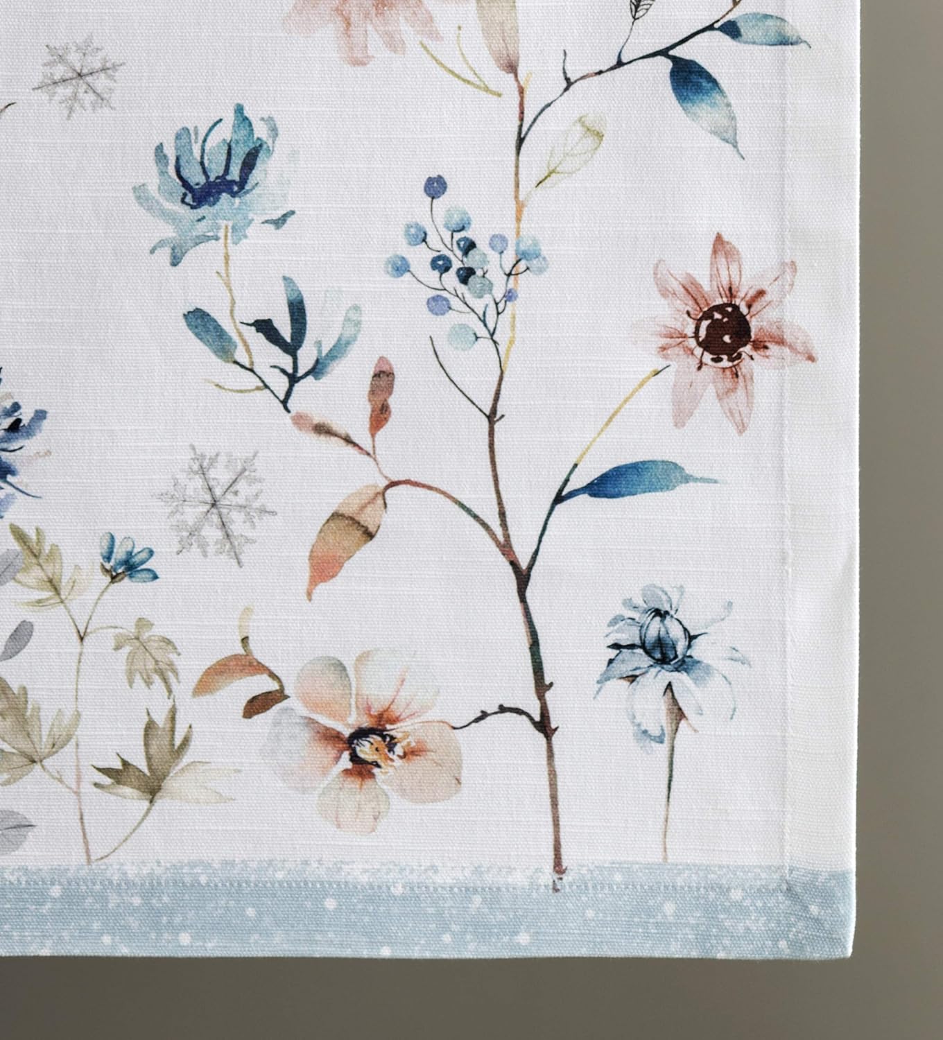 Maison d' Hermine Table Runner 100% Cotton Single Layer Table Runners 60 inches Long Decorative for Home Kitchen Dining Party Baby Shower Wedding Bridal Shower (Ice Florals, 14.50" x 60")