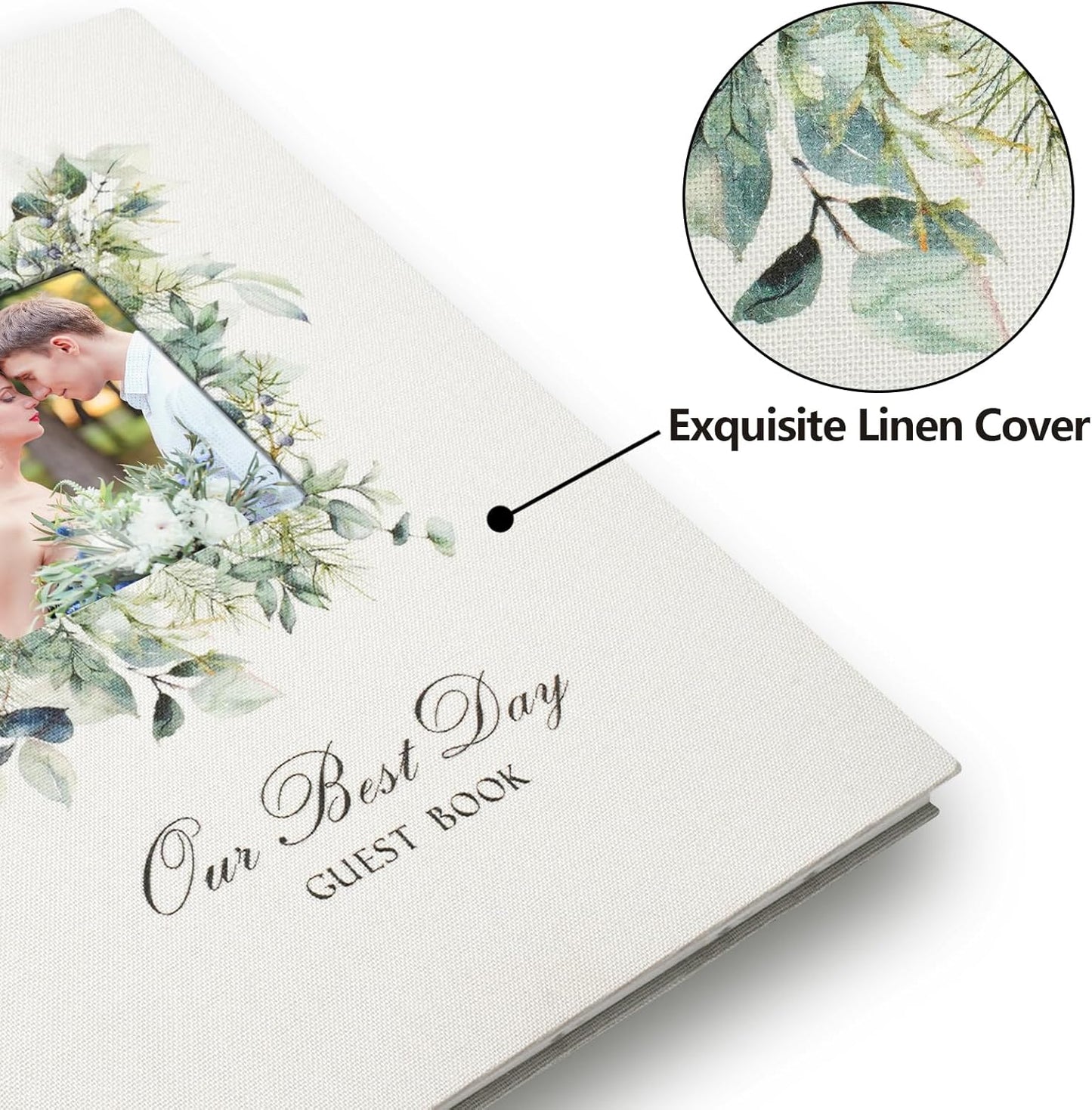 Vienrose Wedding Guest Book Polaroid Guest Book Photo GuestBook Sign in book Personalized Linen Cover 120 Pages Hardcover with Lined, Alternative Baby Shower, Party, Birthday (10" x 8" Traditional)