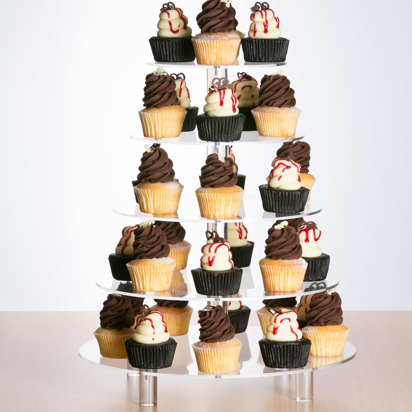5 Tier Acrylic Cupcake Stand, Extra Thick 5mm Base, Multi Tiered Cake Stand