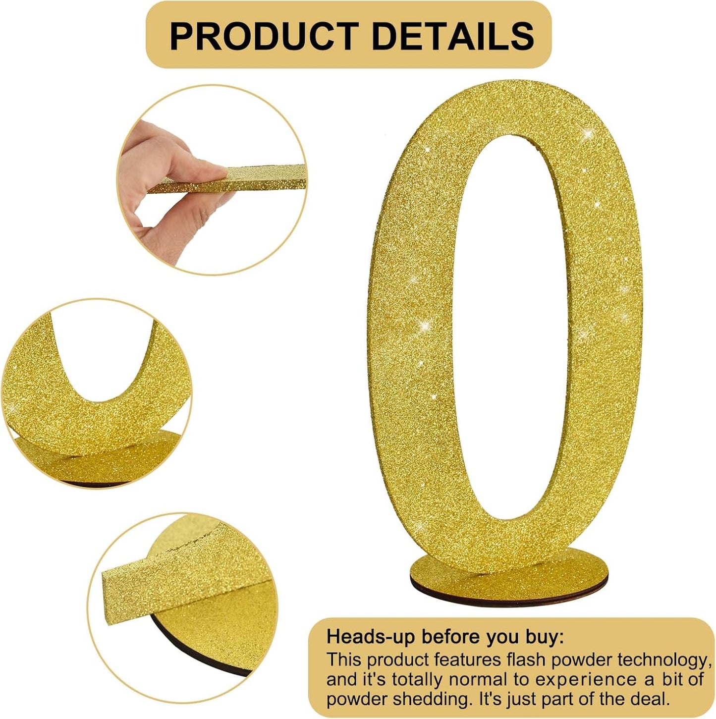 TONIFUL 11.8 Inch Gold Glitter Numbers Table Centerpieces 0-9 Birthday Party Decorations,Shining Gold Digital 0 for Birthday Party,Wedding,Bridal Shower,Engagement,Photo Shoot,Anniversary