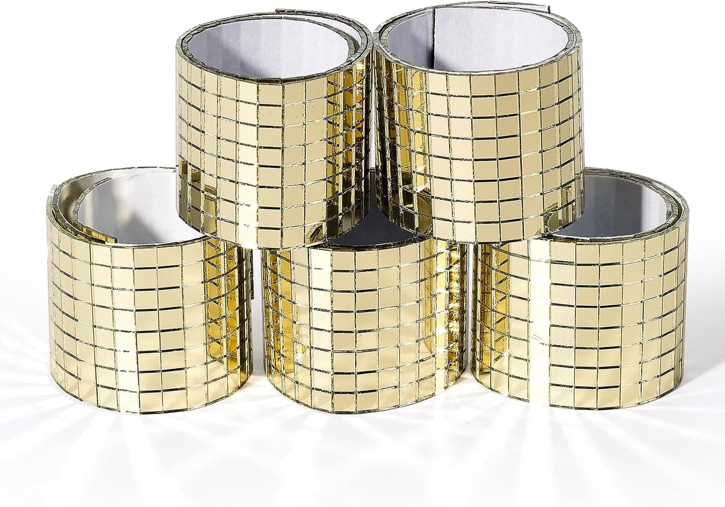 PP OPOUNT 2360 Pieces Self Adhesive Mosaic Tiles, Gold Disco Tiles, Square Glass Mosaic Mirror for Craft Decoration, DIY Disco Ball, Vase, Photo Frame (5 x 5 mm)