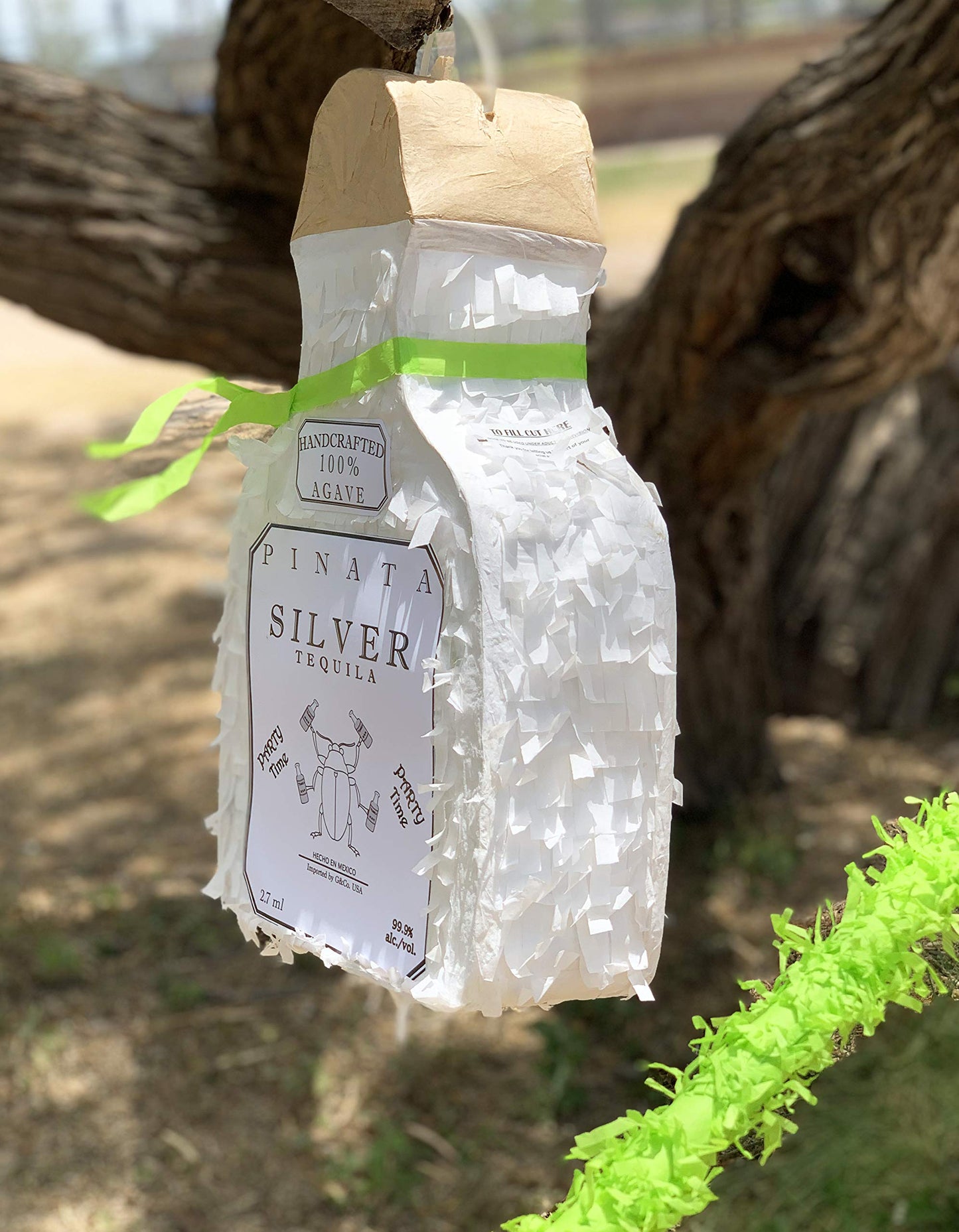 Jergrim White Tequila Bottle Piñata 4-piece set, 16x11x3 inches, Perfect for Party Decorations