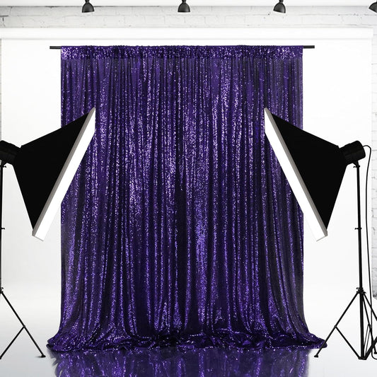 Eternal Beauty Purple Sequin Backdrop, 6x6 Ft Halloween Glitter Background Curtains for Shimmer Photography Party Wedding Birthday Back Drop Decor