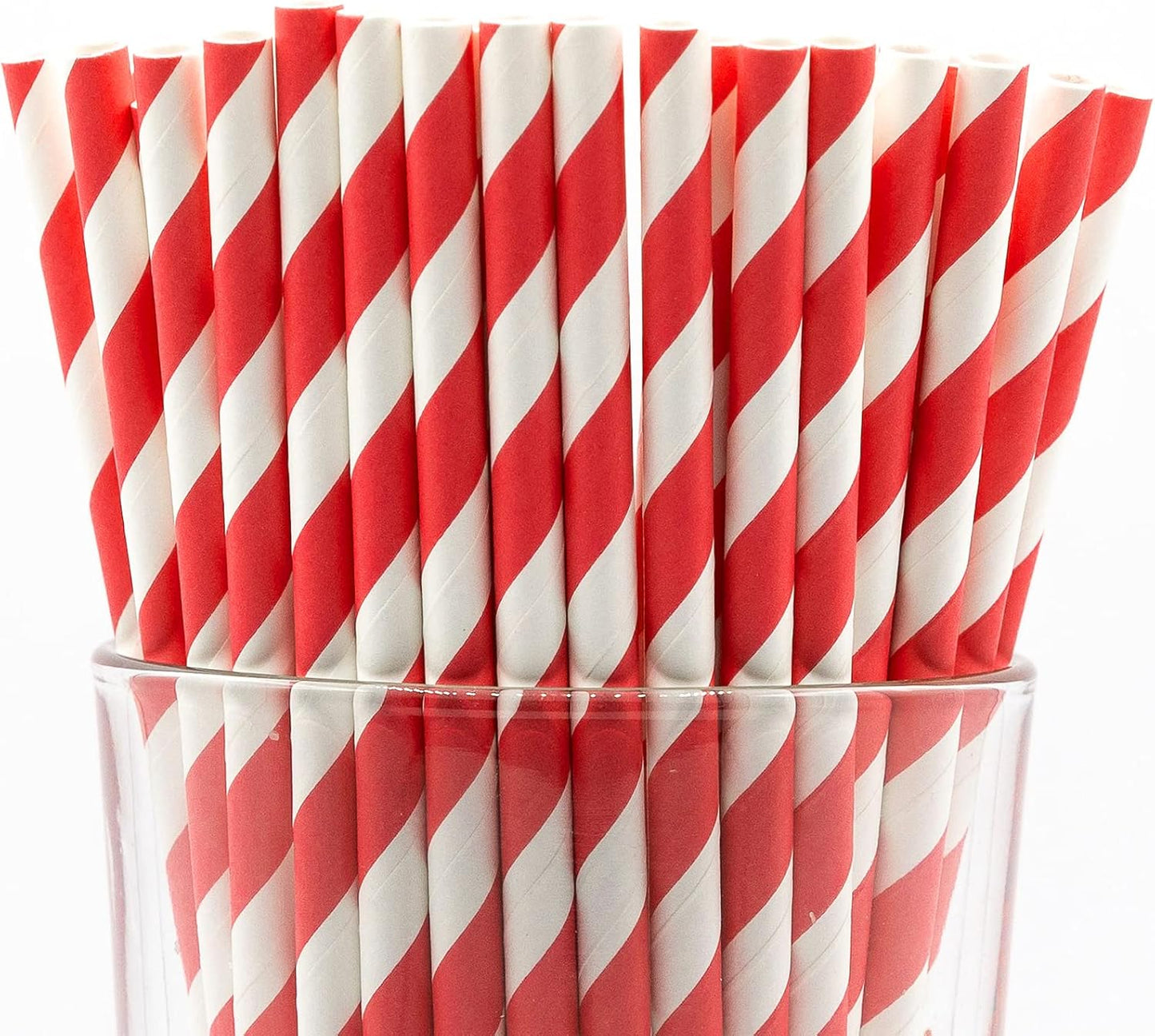 Pack of 900 Red Swirls Biodegradable 4-Ply Paper Drinking Straws (Compostable, Non-toxic, BPA-free)