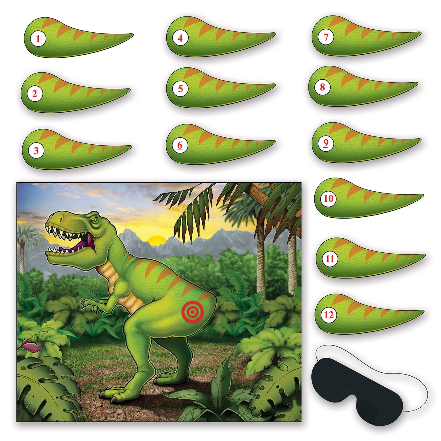 Beistle Pin The Tail On The Dinosaur Game, 18 x 21", Multicolored, Birthday, Children's party
