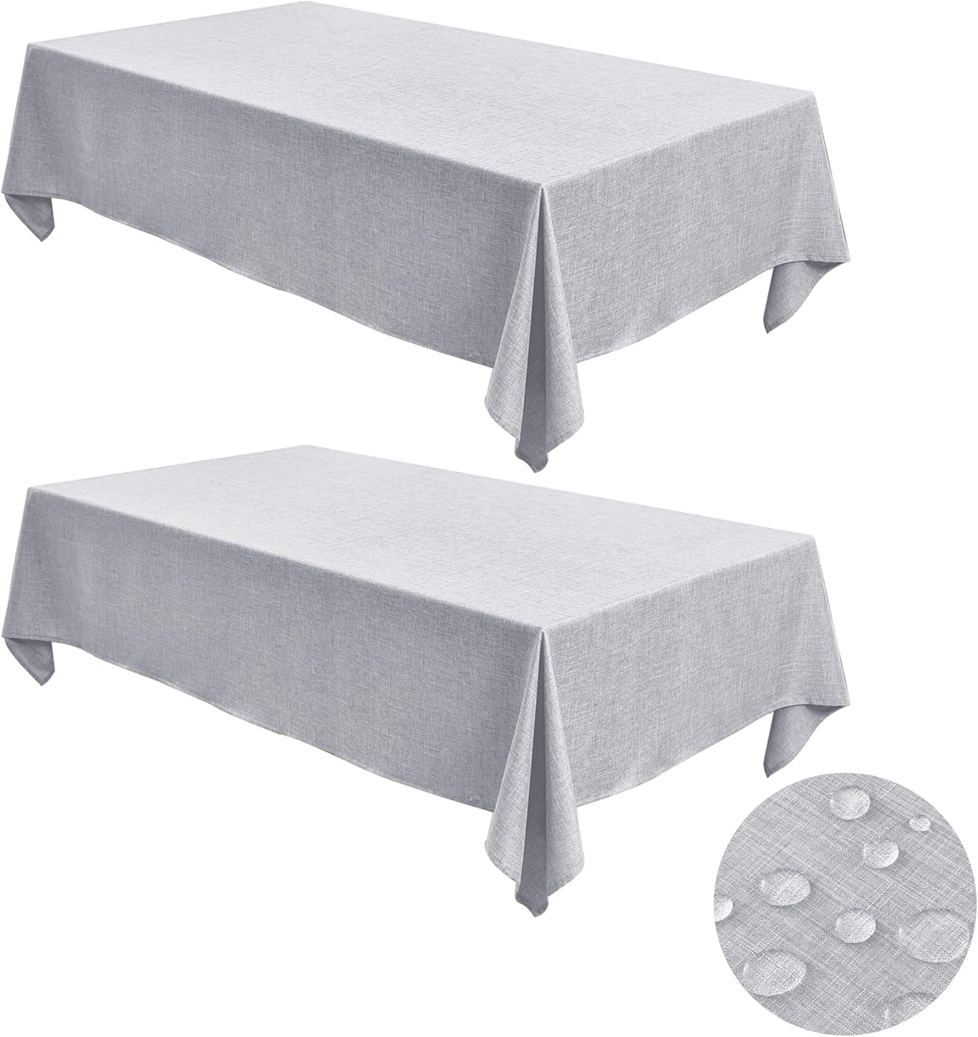 Fitable Faux Linen Tablecloths for Rectangle Tables: Water & Stain Resistant Farmhouse Table Cloth, Washable Burlap Textured Table Covers for Kitchen Dining Party(2 Pack, 52x70 Inch, Light Grey)