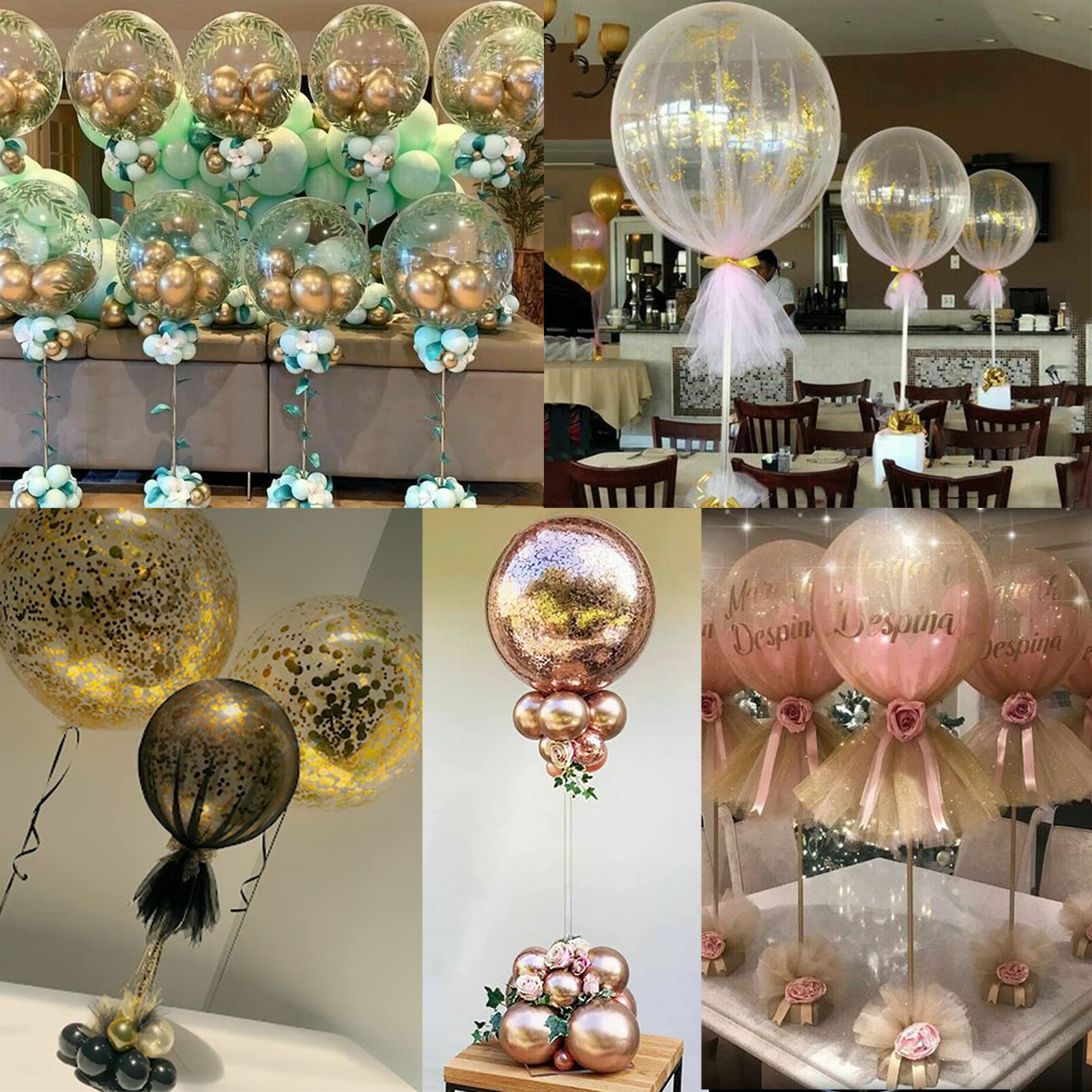 Sakolla 10 Sets Balloon Stick Stand, Holder with Base for Table Desktop Centerpiece, Birthday