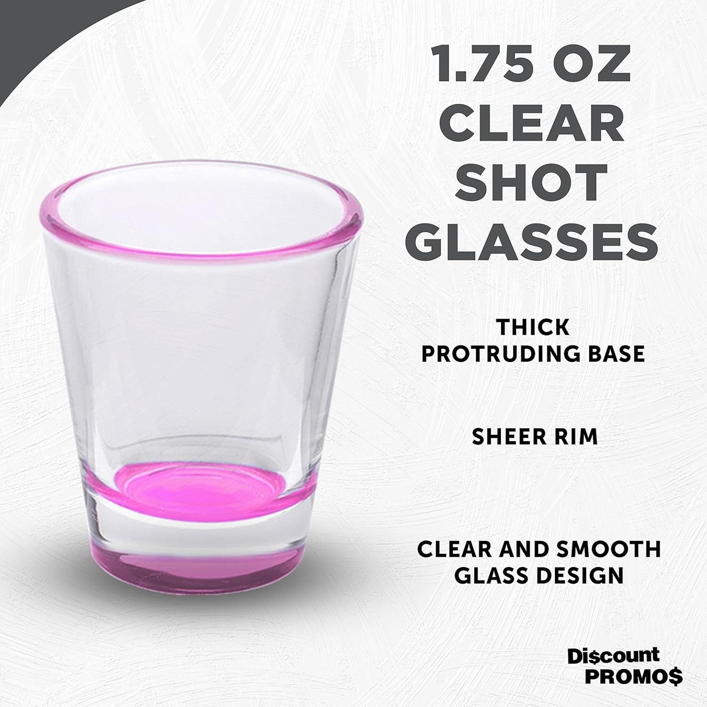 DISCOUNT PROMOS Shot Glasses Set 1.75 oz. Set of 10 Bulk Pack, Wedding Favor, Birthday Party, Tequila Shot Glasses, Vodka Shot Glass - Pink Bottom Color