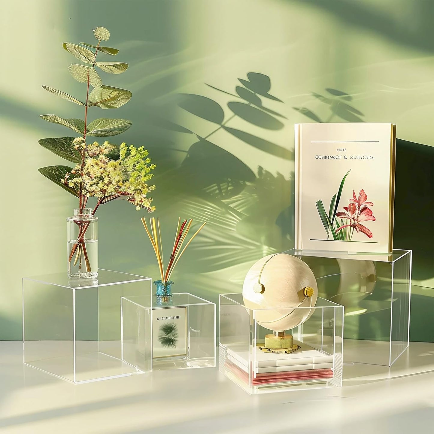 6Pcs Buffet Risers, Food Risers for Buffet Table, Acrylic Cube Display Risers with Hollow Bottom, Food Display Stand for Party Jewelry Dessert Figures (Size 5.5",6",6.5",7",7.5",8")