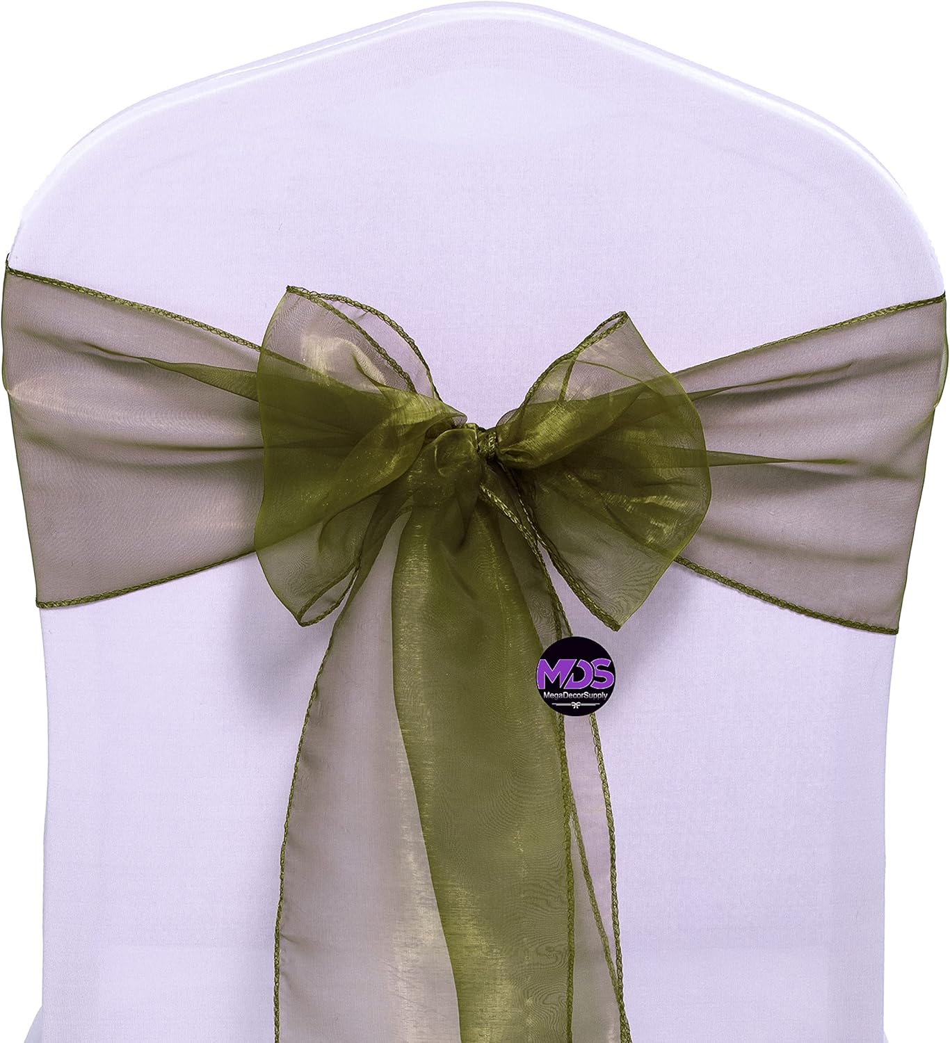 MDS Pack of 250 PCS Organza Chair Sashes Wider Dining Chair Bows Ribbon Tie Back for Wedding Party Birthday Bridal Shower Reception Event Banquet Home Chair Cover Decoration - Olive Green
