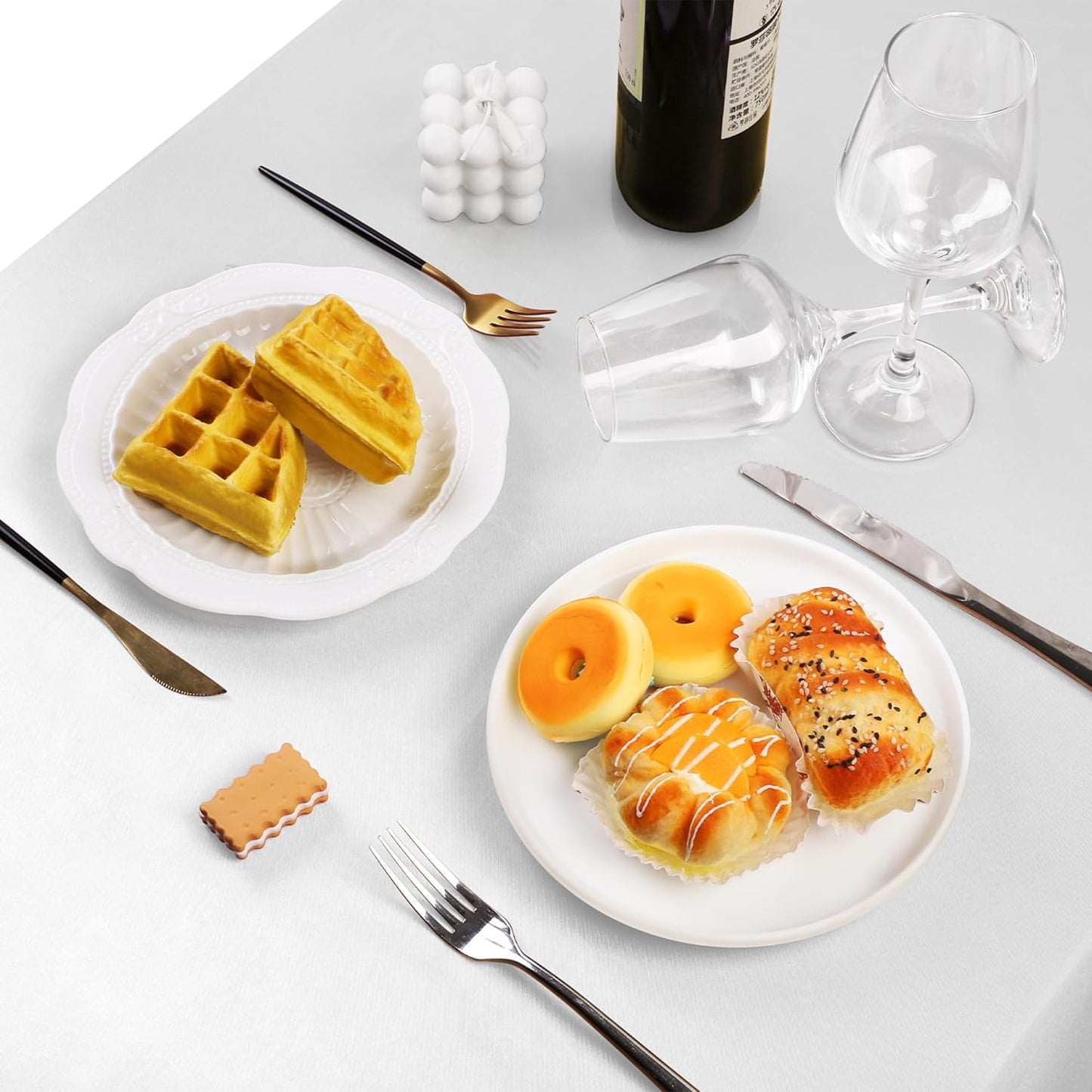 TURSTIN 8 Packs White Satin Tablecloth 102 x 58 Inch Overlay Satin Table Cover Rectangle Bright Silk Tablecloth Smooth Fabric Table Decoration for Wedding Banquet Party Events