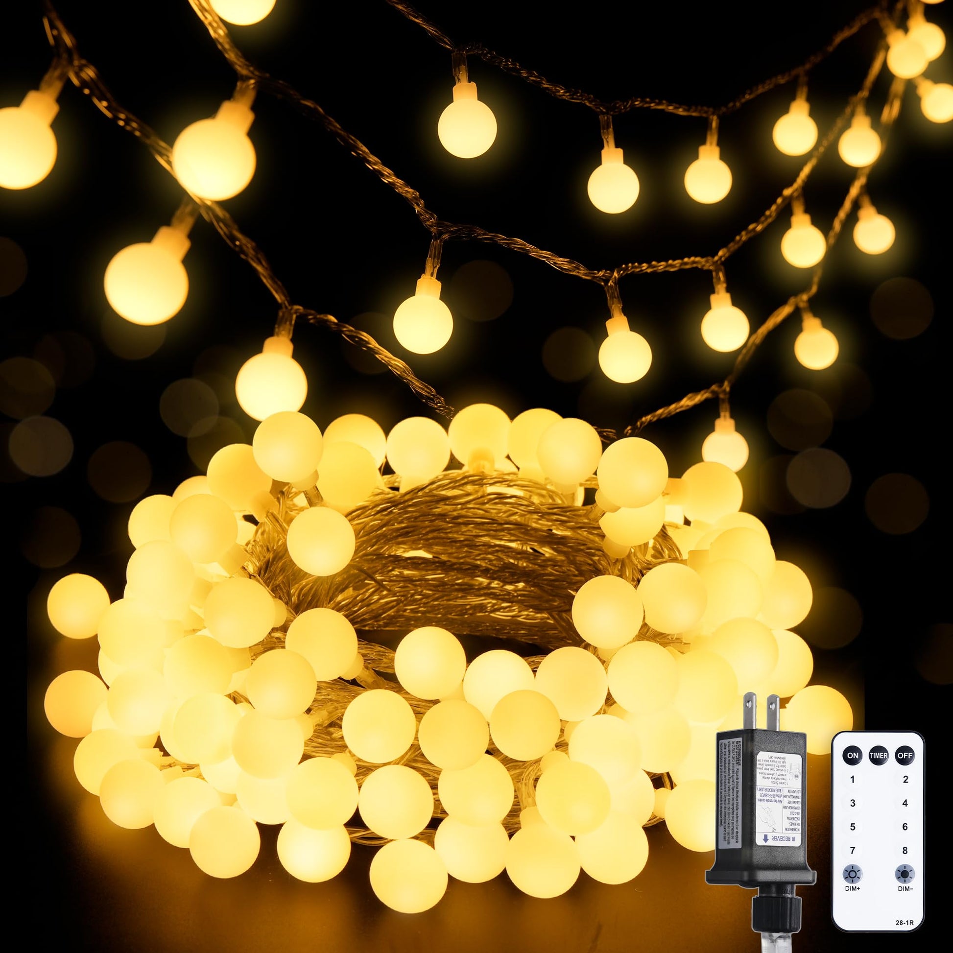 JMEXSUSS 100 LED Globe String Lights Indoor Bedroom, 33ft Classroom Lights