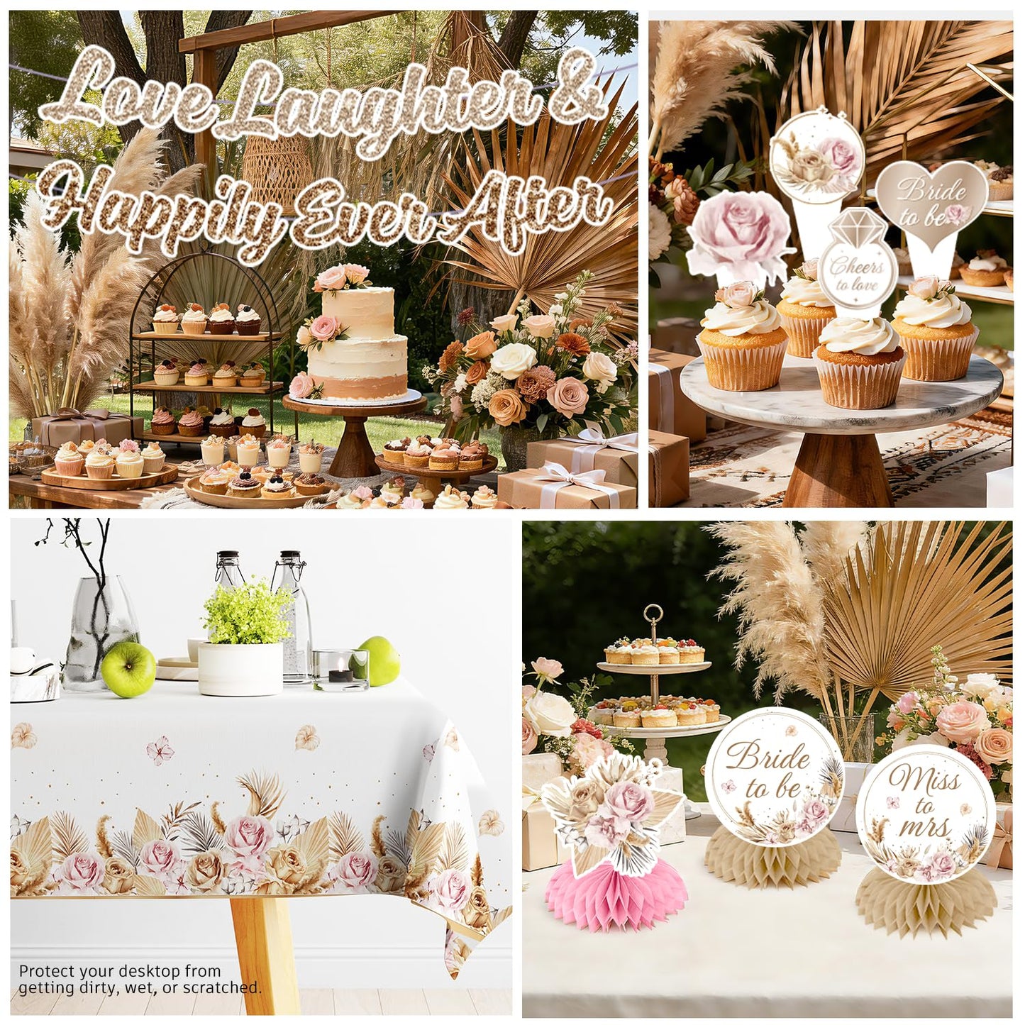 Bridal Shower Decorations, Love Laughter & Happily Ever After Shower Party