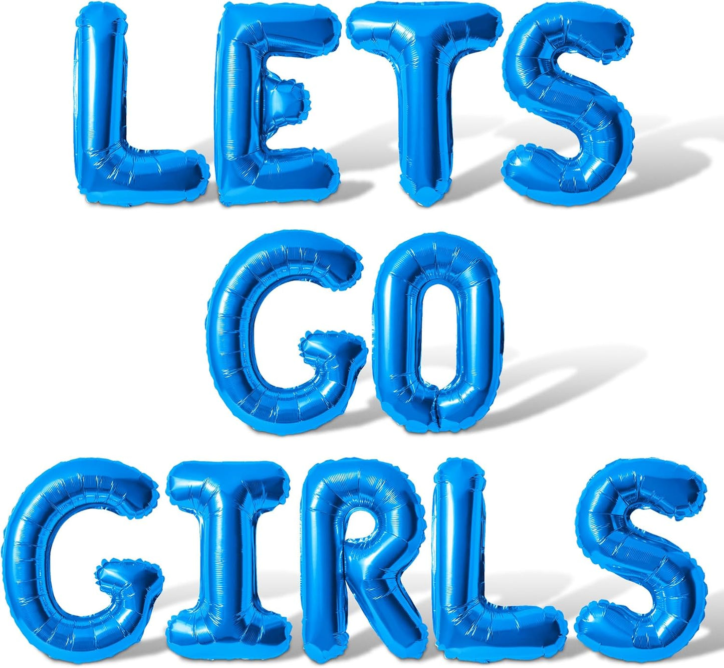 Letter Balloons - LETS GO GIRLS 16" Inch Alphabet Letters Foil Mylar Balloon Bachelorette or Hen Party Banner (Blue)