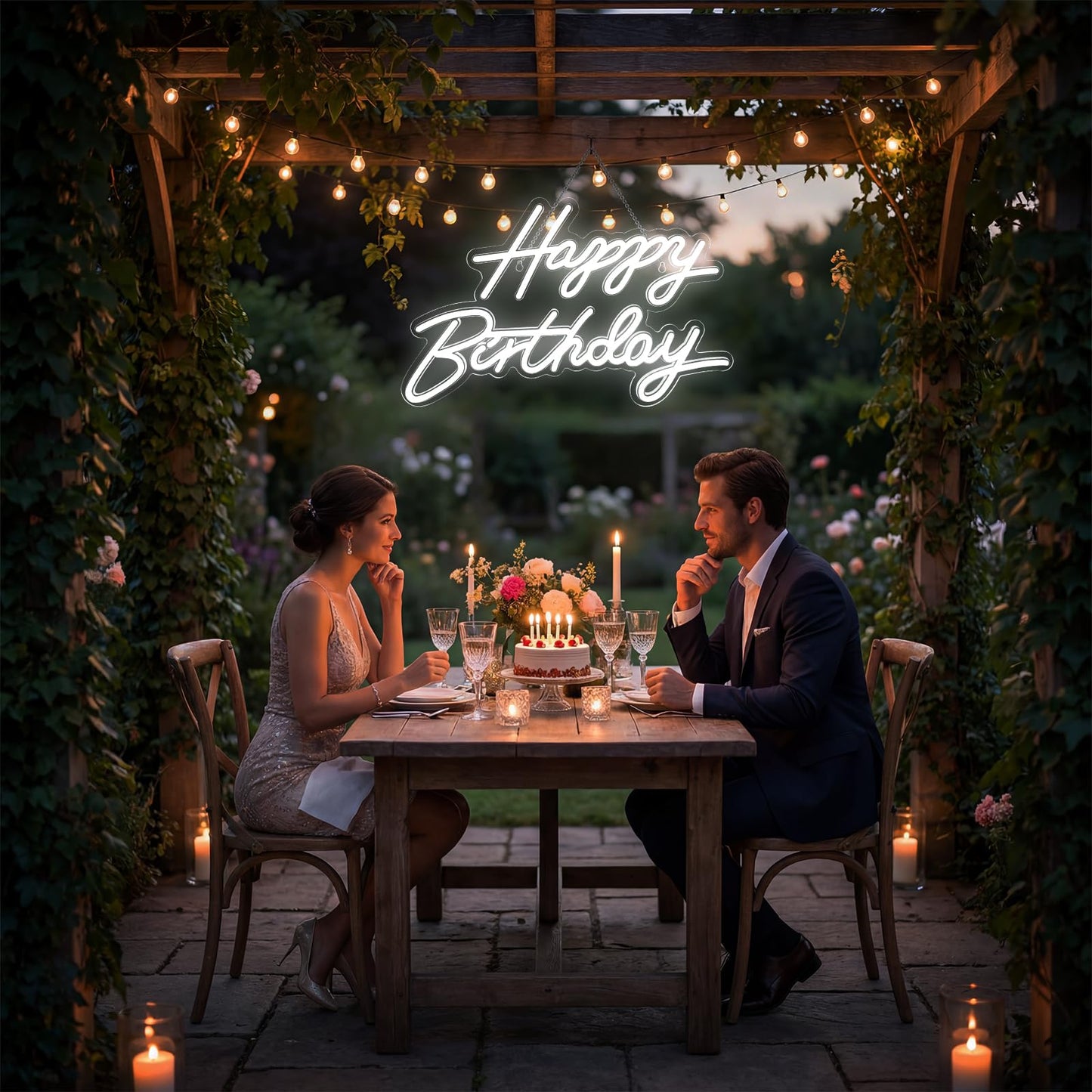 Happy Birthday Neon Sign for Wall Decor, LED Happy Birthday Light Up Sign, Dimmable LED Birthday