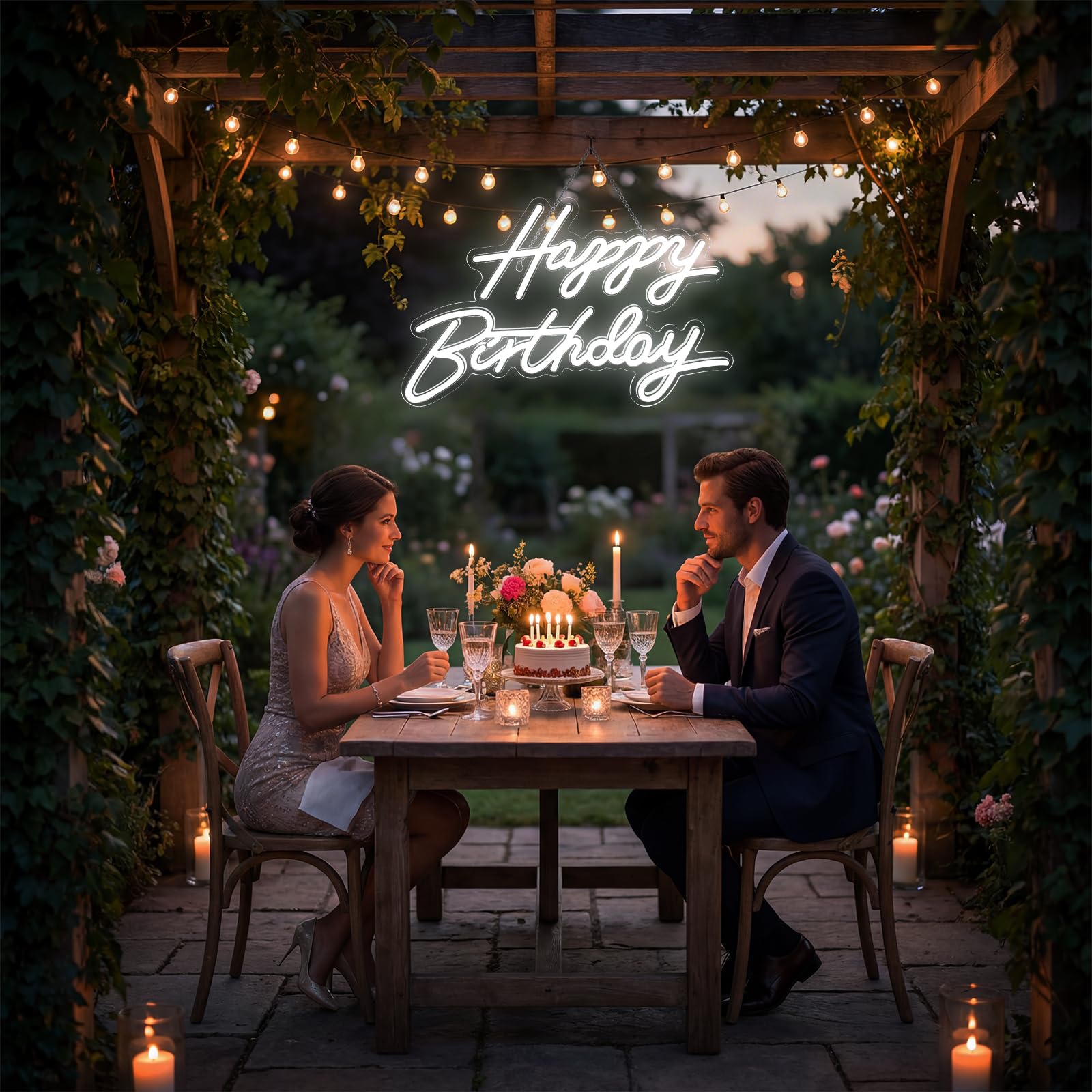Happy Birthday Neon Sign for Wall Decor, LED Happy Birthday Light Up Sign, Dimmable LED Birthday