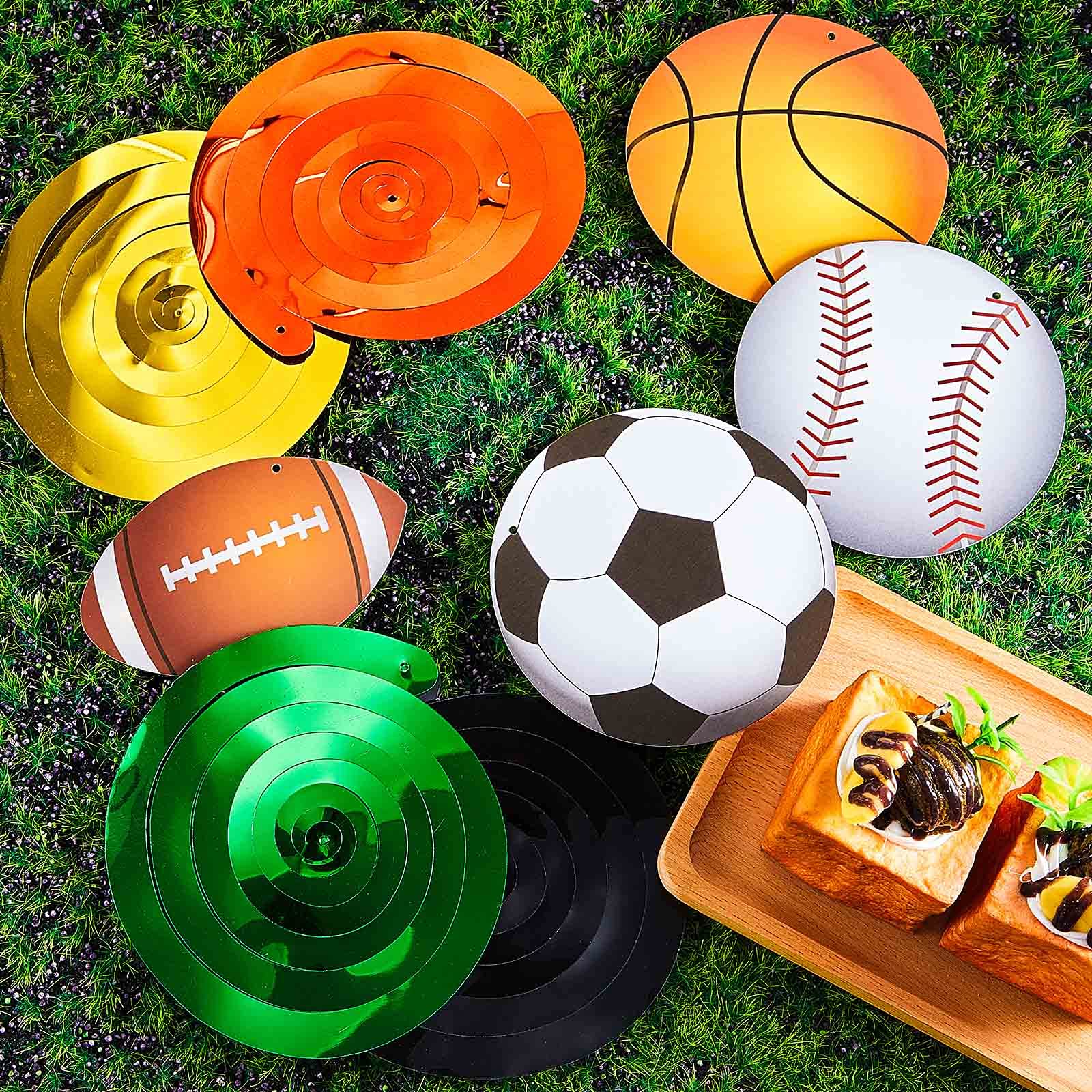 48 Pieces Sports Hanging Swirl Decorations Baseball Basketball Football Soccer Hanging Whirls