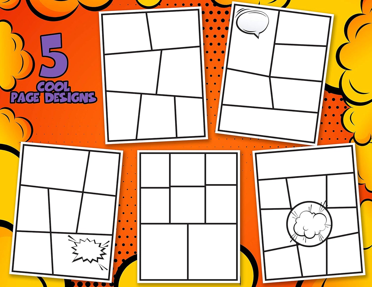 Blank Comic Book | Set of 2 | Create Your Own Comics and Cartoons with 5 Comic Templates | Blank Books for Kids | Creative Gift Idea | Road Trip Essentials