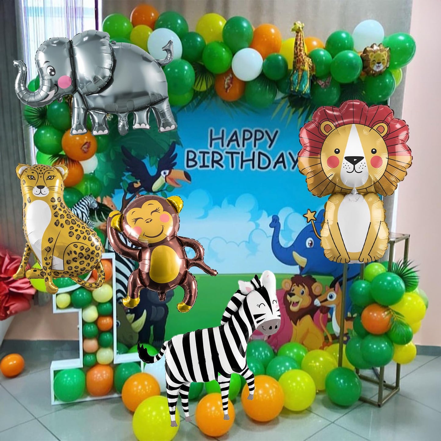 Large Animals Foil Balloons for Jungle Safari Birthday Party Decorations
