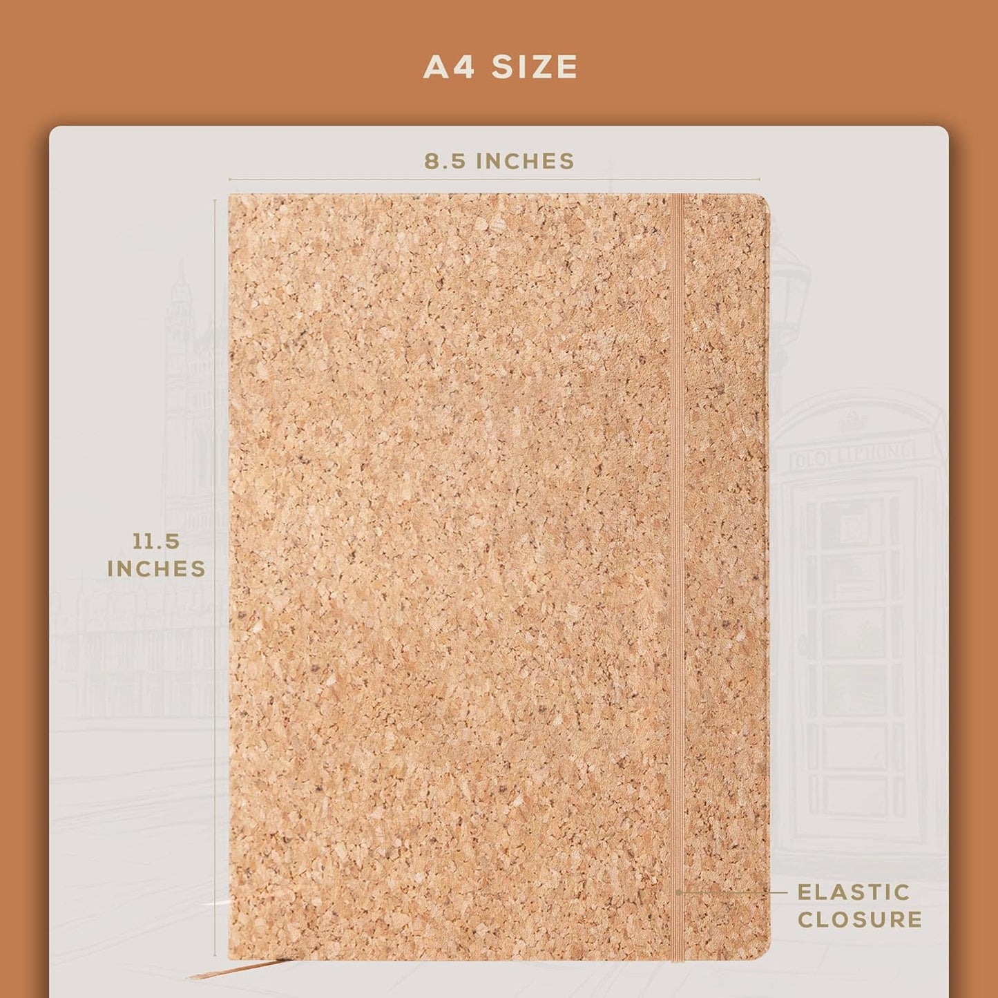 Beechmore Books A4 Sketchbook ??8.5x11 Premium Vegan Leather Bound Large Sketch Book Hardcover with 156 Thick 160gsm Perforated Ivory Pages, Blank Sketch Pad, Gift Boxed, Back Pocket, Ribbon Bookmark