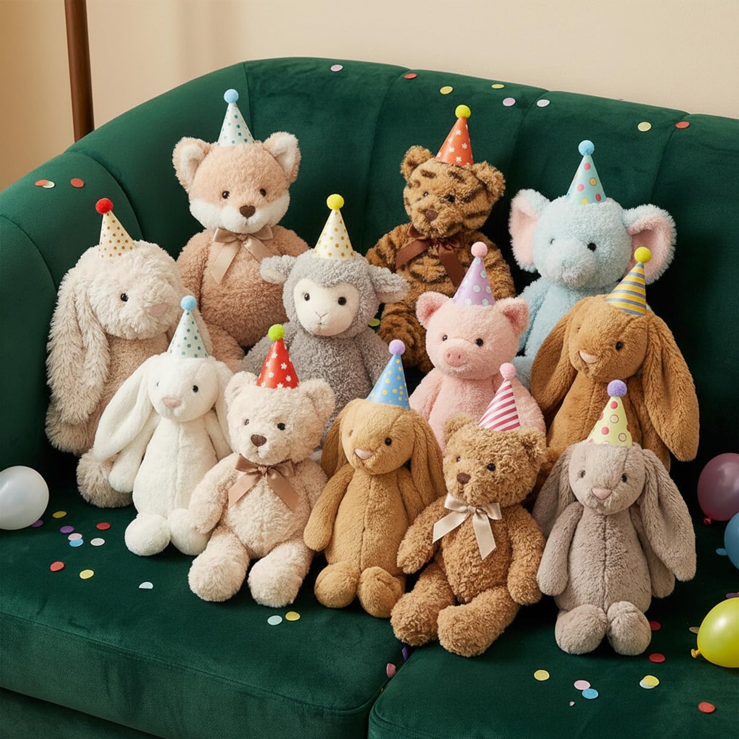 Tucnoeu 10pcs Colorful Mini Party Hats, Cute Party Hats for Stuffed Animals with Pom Poms for