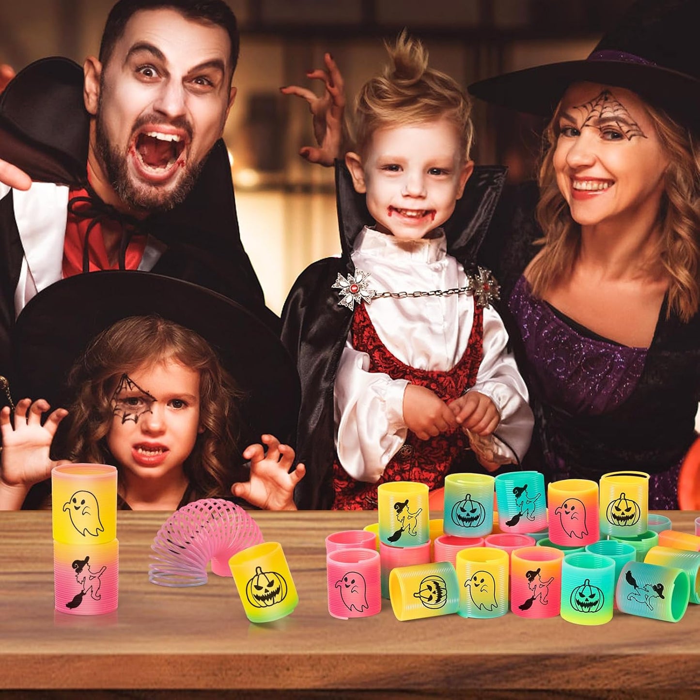 36 Packs Spring Rainbow Magic Fidget Stress Coil Mini Springs Bulk Toys Party Favor Birthday Carnival Prize Goodie Bag Stuffers For Kids Boys Girls (Halloween)