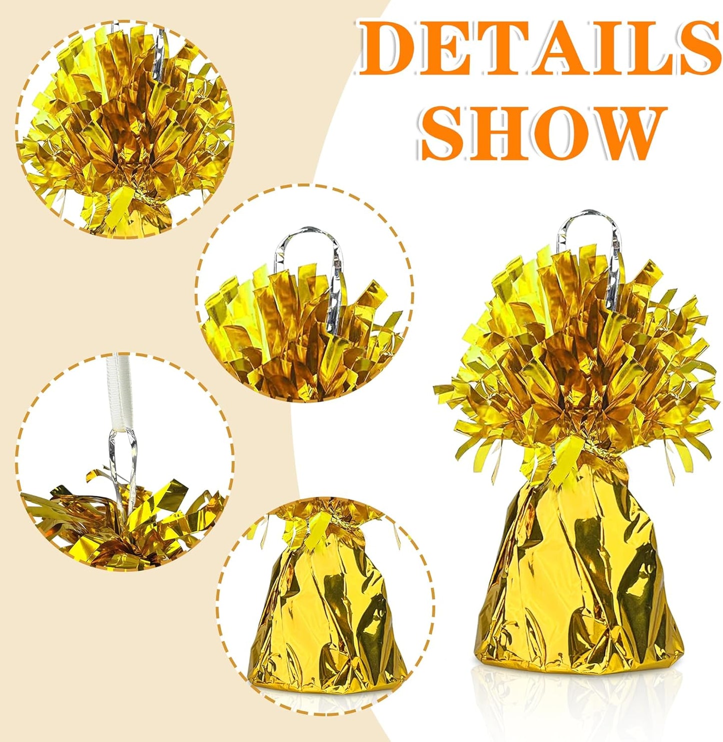 16 PCS Metallic Wrapped Balloon Weights Gold Heavy Balloon Weight for Balloons Birthday Party Table Centerpiece Decorations (Gold)