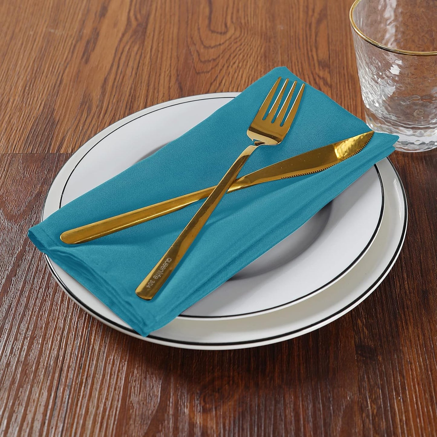 Cloth Napkins 17x17 inch Washable Polyester Dinner Napkins Soft Table Napkins for Wedding Party Dining Banquet(Caribbean Blue,25PCS)