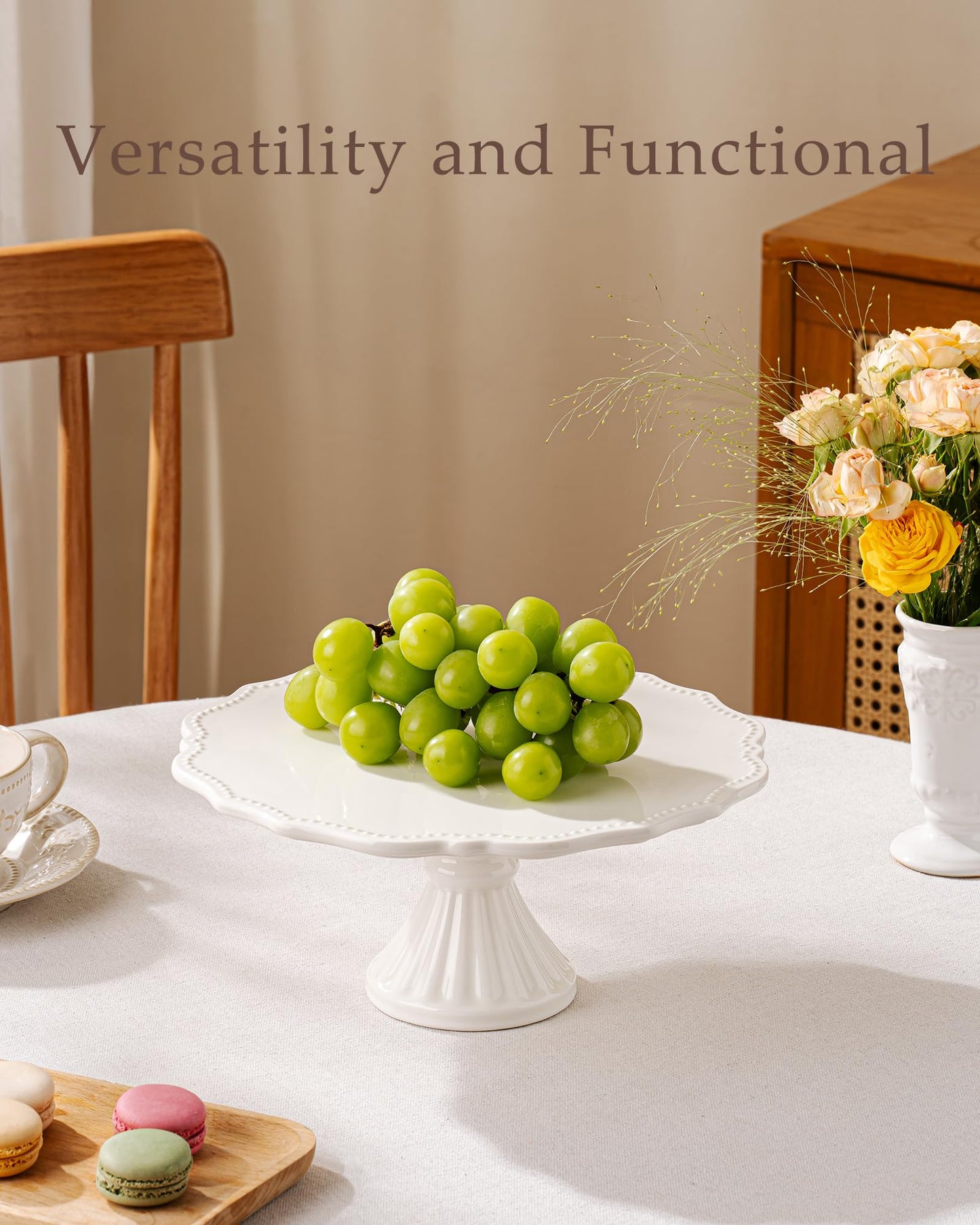 Omifun 10 Inch Cake Stand, Relief Round Dessert Cake Stand for 8 Inch Cake