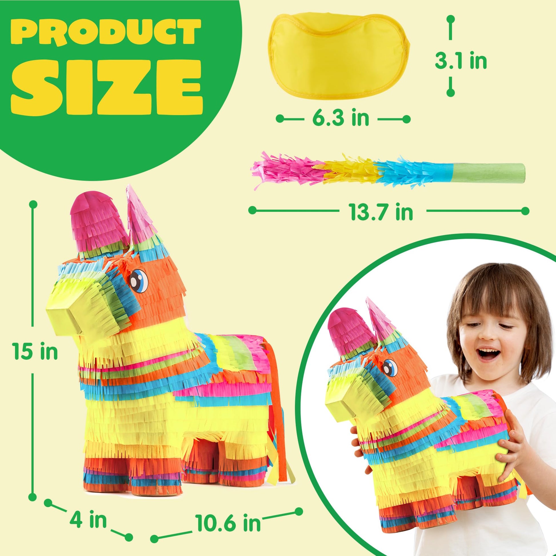 Cinco De Mayo Donkey Pinata for Kids Birthday Party for Fun Fiesta Taco Party Supplies, Luau Event