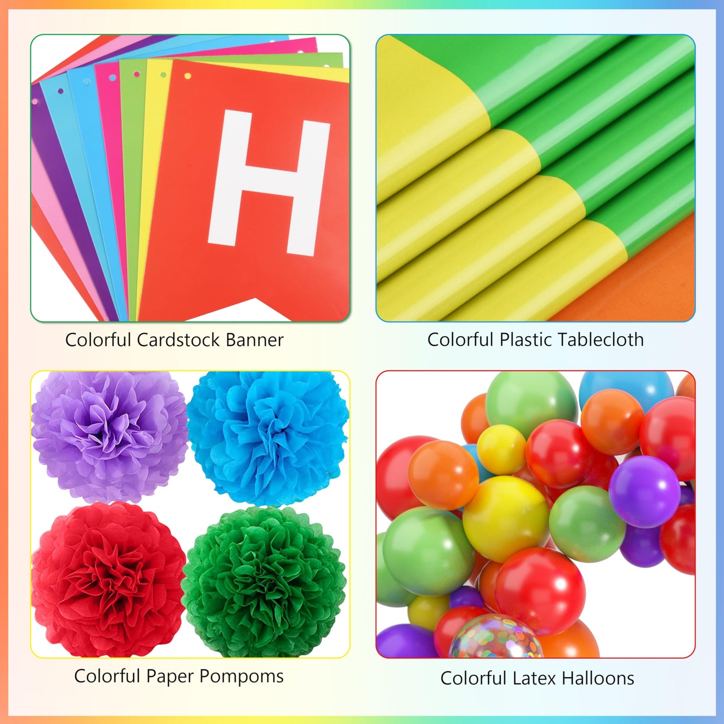 THAWAY 104Pcs Rainbow Birthday Party Decorations Set