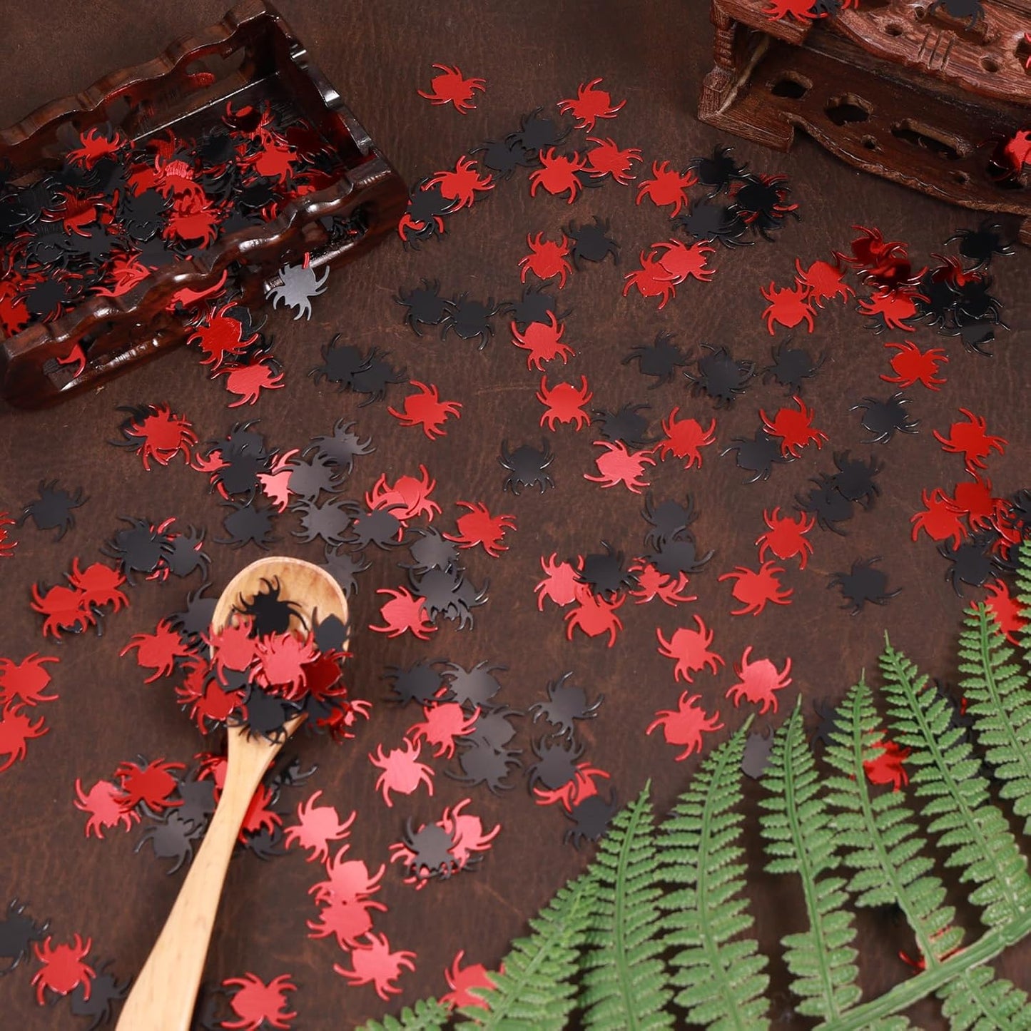 Halloween Party Table Scatter Confetti, 3000 Pcs Red and Black Spider Foil Metallic Confetti for Halloween Party Table Decorations