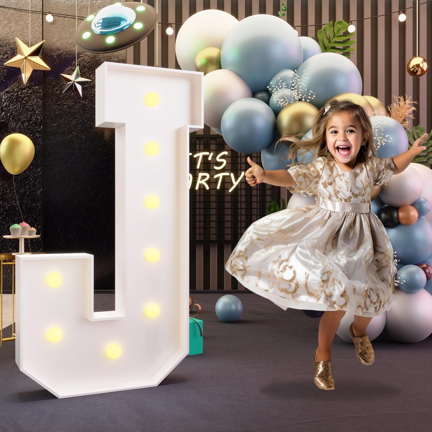 imprsv Marquee Light Up Letter J, 3FT Party Decoration Kit for Birthday, Baby Shower, Wedding