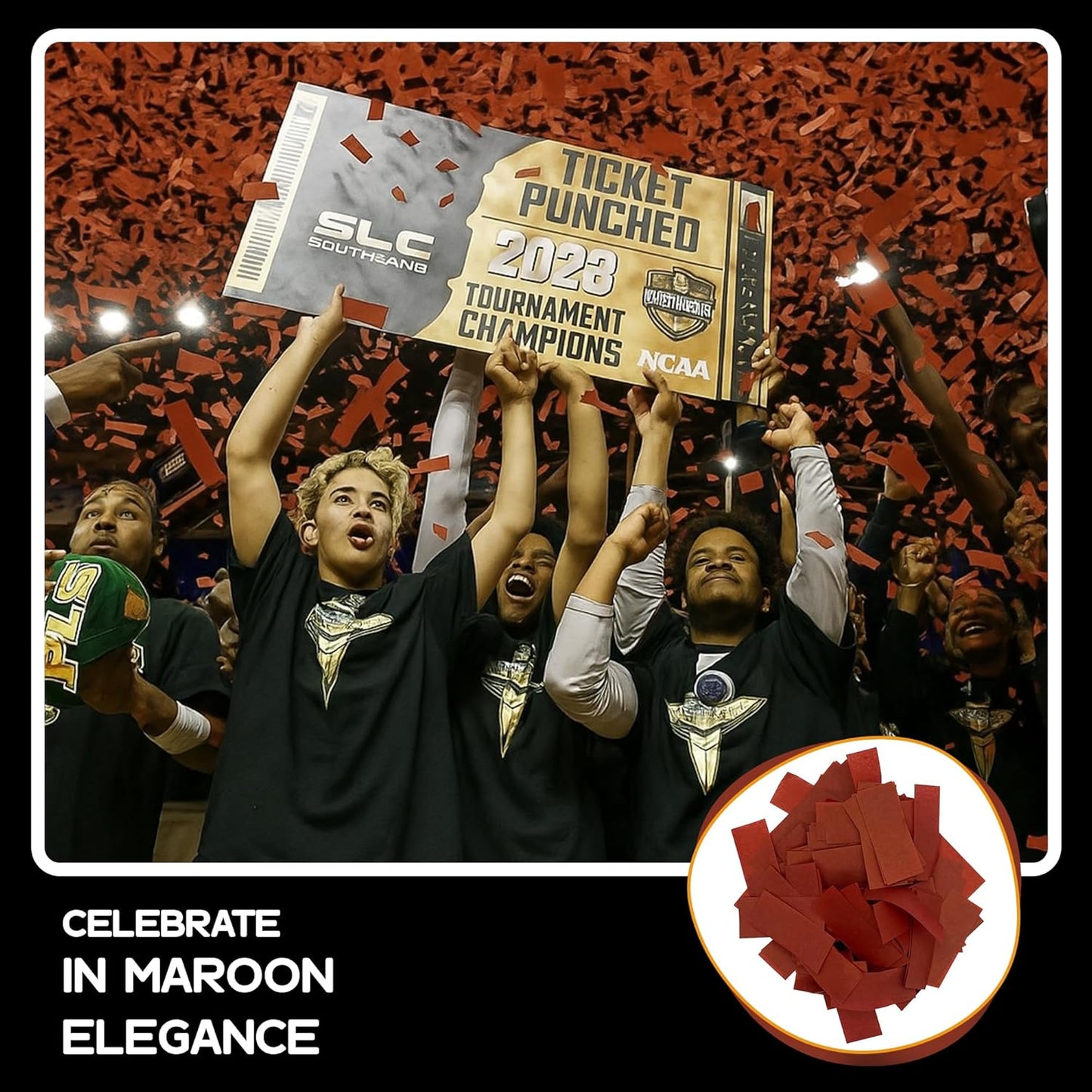 Rectangular Biodegradable Confetti - Maroon Fluttering Tissue Paper Confetti for Cannon and Launcher use - Wedding Confeti, Birthday, Parties and Live Events - 1 lb, 16 oz