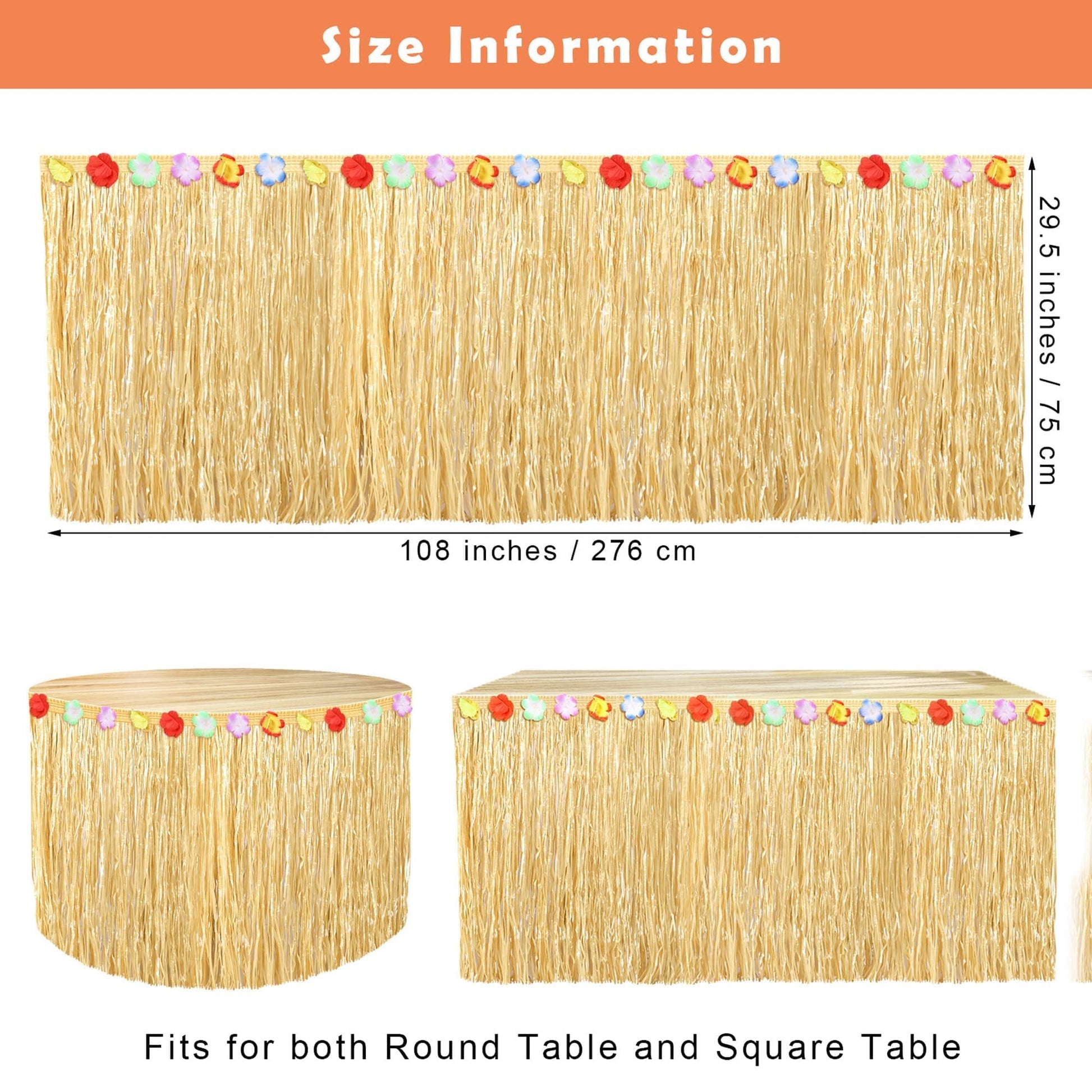 Fovths Luau Grass Table Skirt, Straw Yellow, 9 Feet x 29.5 Inch