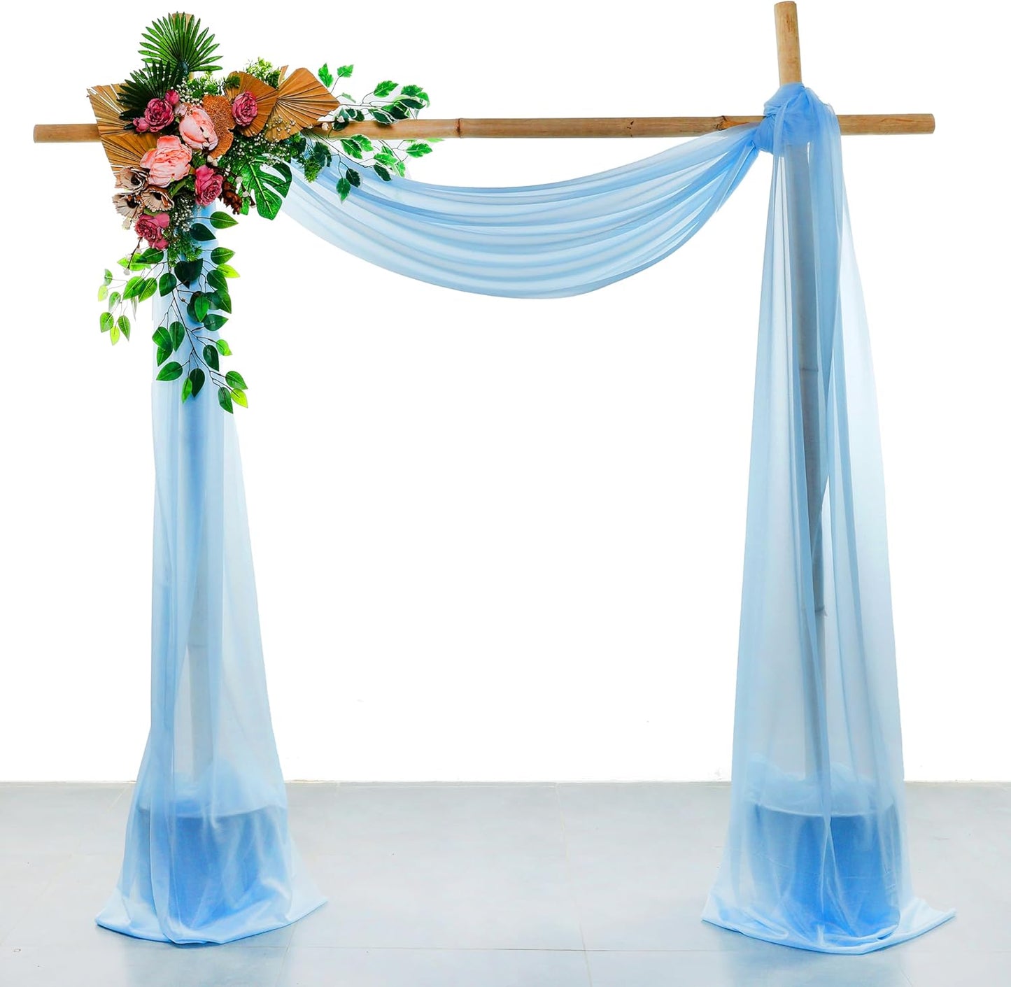 VDS Pack of 1 Panel (30 Inch X 100 Feet) Wedding Arch Draping Fabric Sheer Chiffon Fabric Drapery for Wedding Ceremony Reception Swag Backdrop Canopy Chuppah ARBO Altars Decoration (Turquoise)
