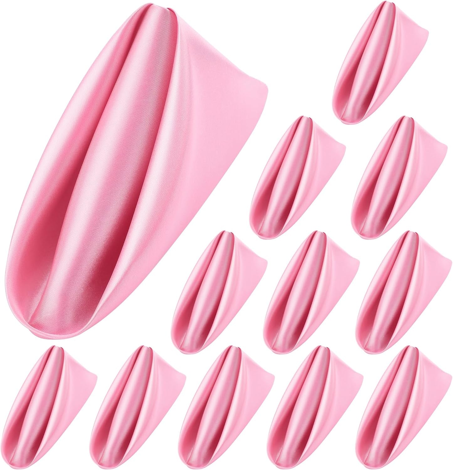 ANECO 12 Pieces Satin Napkins Soft Dinner Napkins Square Table Napkins 17 x 17 Inches for Restaurant Weddings Party Dinner Decoration (Pink)