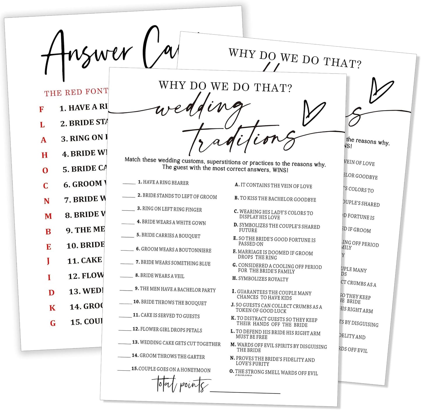 Fun Wedding Games Set - 25 Bridal Shower Games Cards, Engaging Bridal Party Entertainment for Wedding Shower, Engagement Party & Reception Fun a Must-Have for Minimalist Newlywed Game - A01