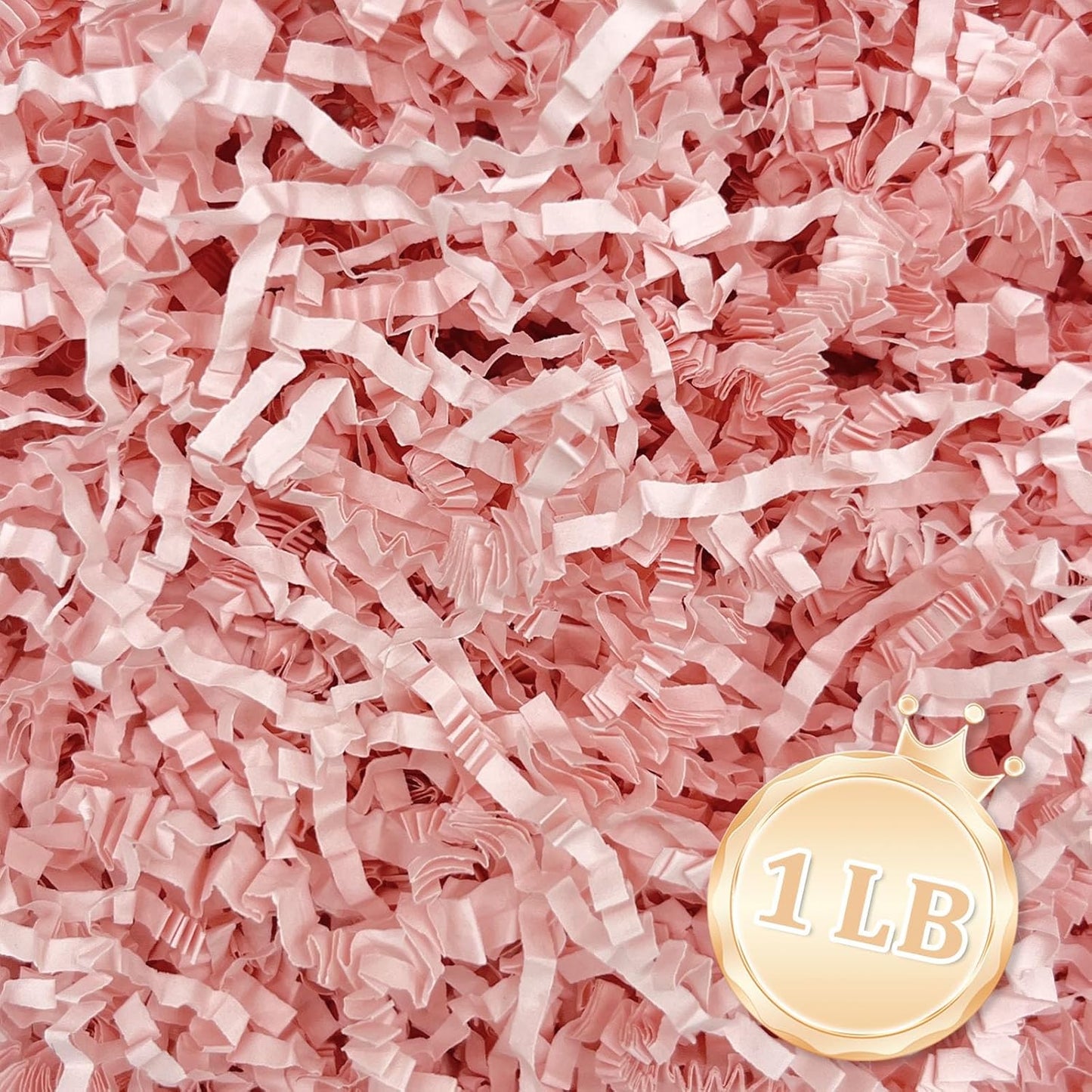 1 LB Light Pink Crinkle Cut Paper Shred Filler Great for Gift Wrapping, Light Pink Basket Fillers, Birthday, Gift Wrapping, Anniversary, Halloween Thanksgiving Christmas Party Decor Filling Supplies