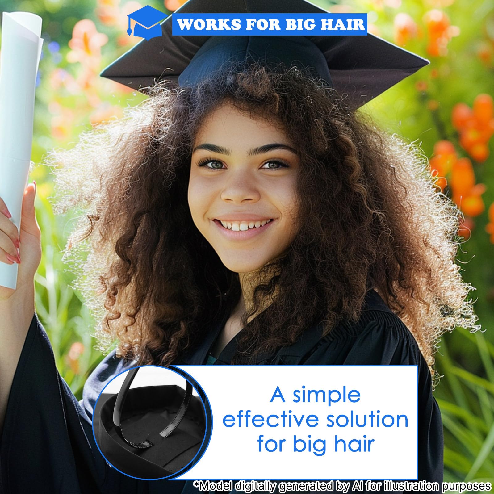 GIURKUU Black Graduation Cap Headband for Graduation Day