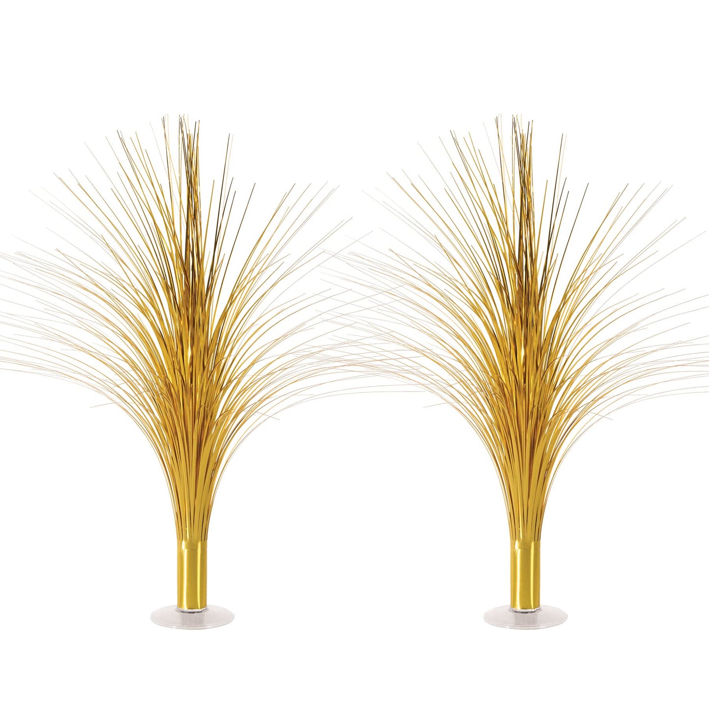 Beistle Metallic Spray Centerpieces - 2-Pack Elegant Gold Table Decorations with Clear Base