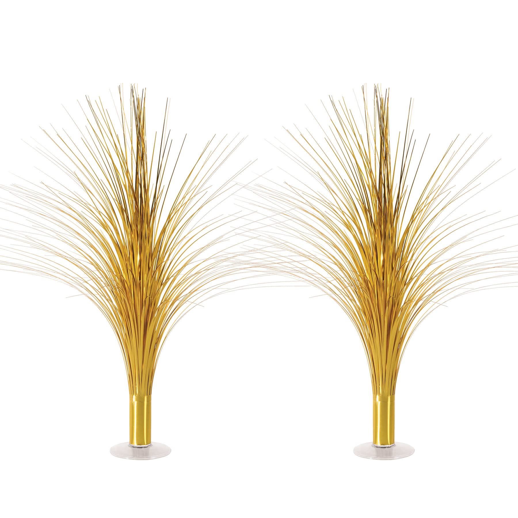 Beistle Metallic Spray Centerpieces - 2-Pack Elegant Gold Table Decorations with Clear Base