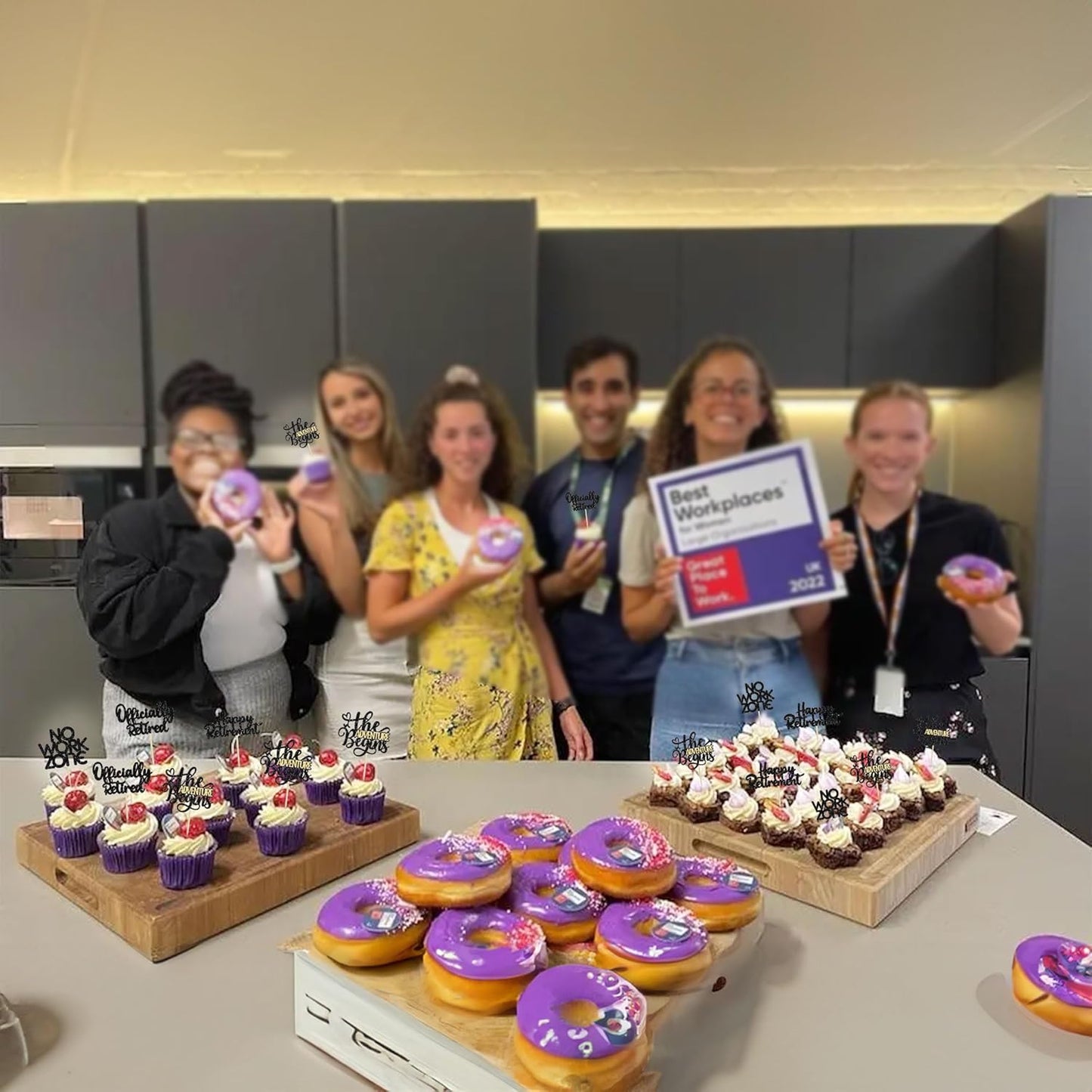 24Pcs Happy Retirement Cupcake Toppers Officially Retired No Work Zone Adventure Begins Cupcake Pick Decorations Retirement Theme Farewell Birthday Party Cake Decorations Supplies Black