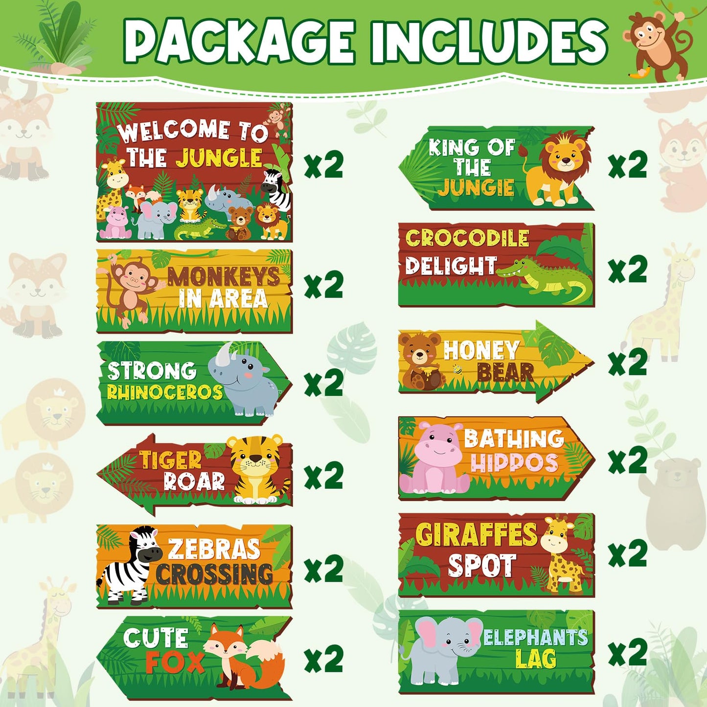 24 Pieces Safari Party Sign for Welcome to Jungle Safari Theme Party Decorations Wild Animal