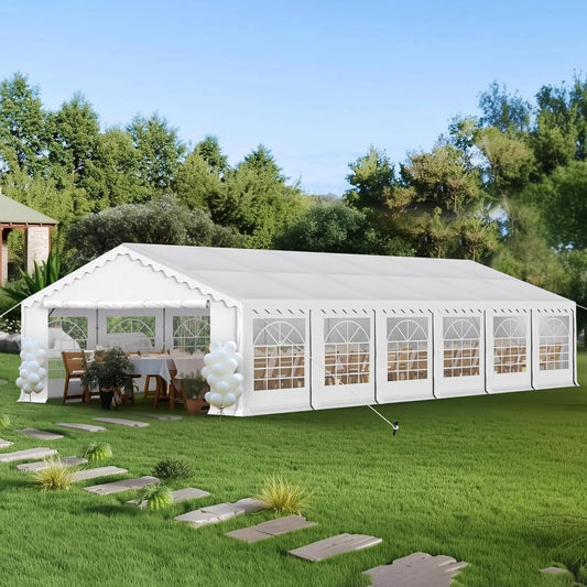 PHI VILLA 40'x20' Outdoor Heavy Duty Party Tent Large Commercial Canopy Wedding Event Shelter with Removable Sidewalls & 7 Storage Bags for Patio Outdoor Garden Events, White