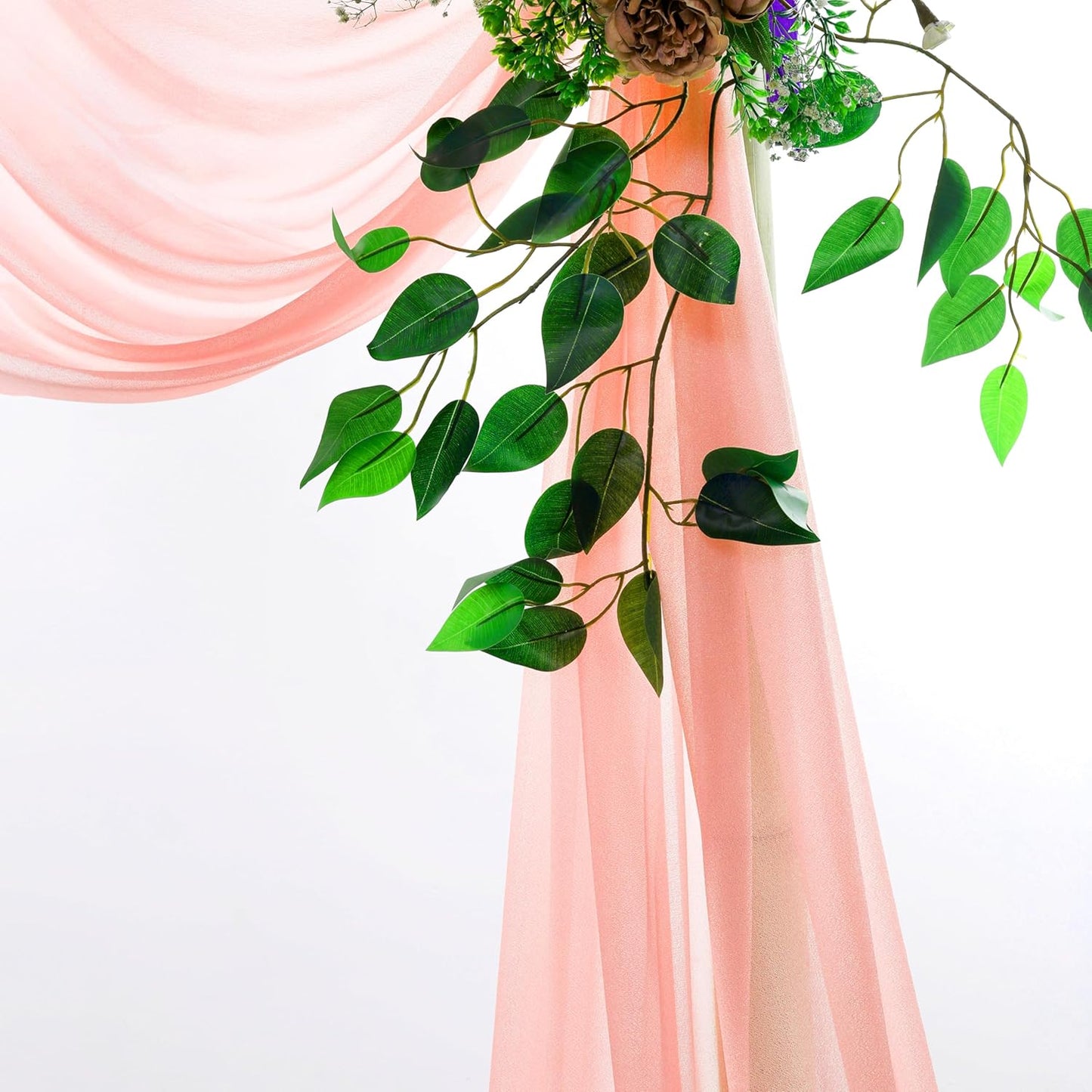 VDS Pack of 1 Panel (30 Inch X 30 Feet) Wedding Arch Draping Fabric Sheer Chiffon Fabric Drapery for Wedding Ceremony Reception Swag Backdrop Canopy Chuppah ARBO Altars Decoration (Peach)