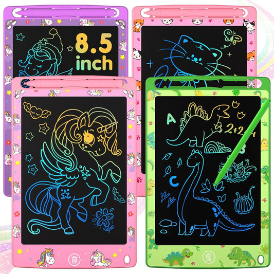 4 Pack LCD Writing Tablet for Kids, 8.5 Inch Colorful Doodle Board Drawing Pad, Party Favor Educational Learning School Prize Birthday Gifts for Boys Girls Age 3 4 5 6 7 8