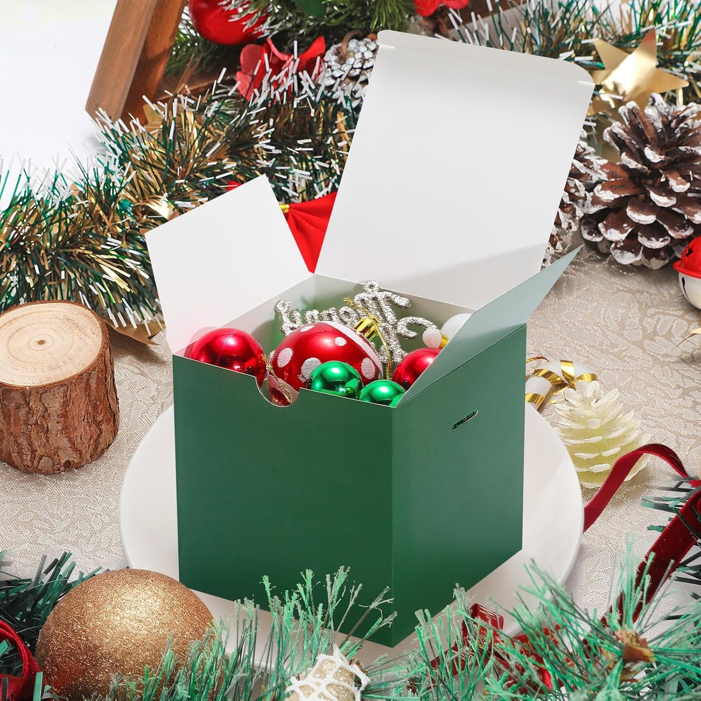 DOYIDE Small Gift Boxes, 20 Pack 5x5x5 Inch Green Elegant Paper Boxes with Ribbons, Crafting, Christmas Gift Box Wedding Party Favor, Cupcake, Candy, Bridesmaids Proposal Box