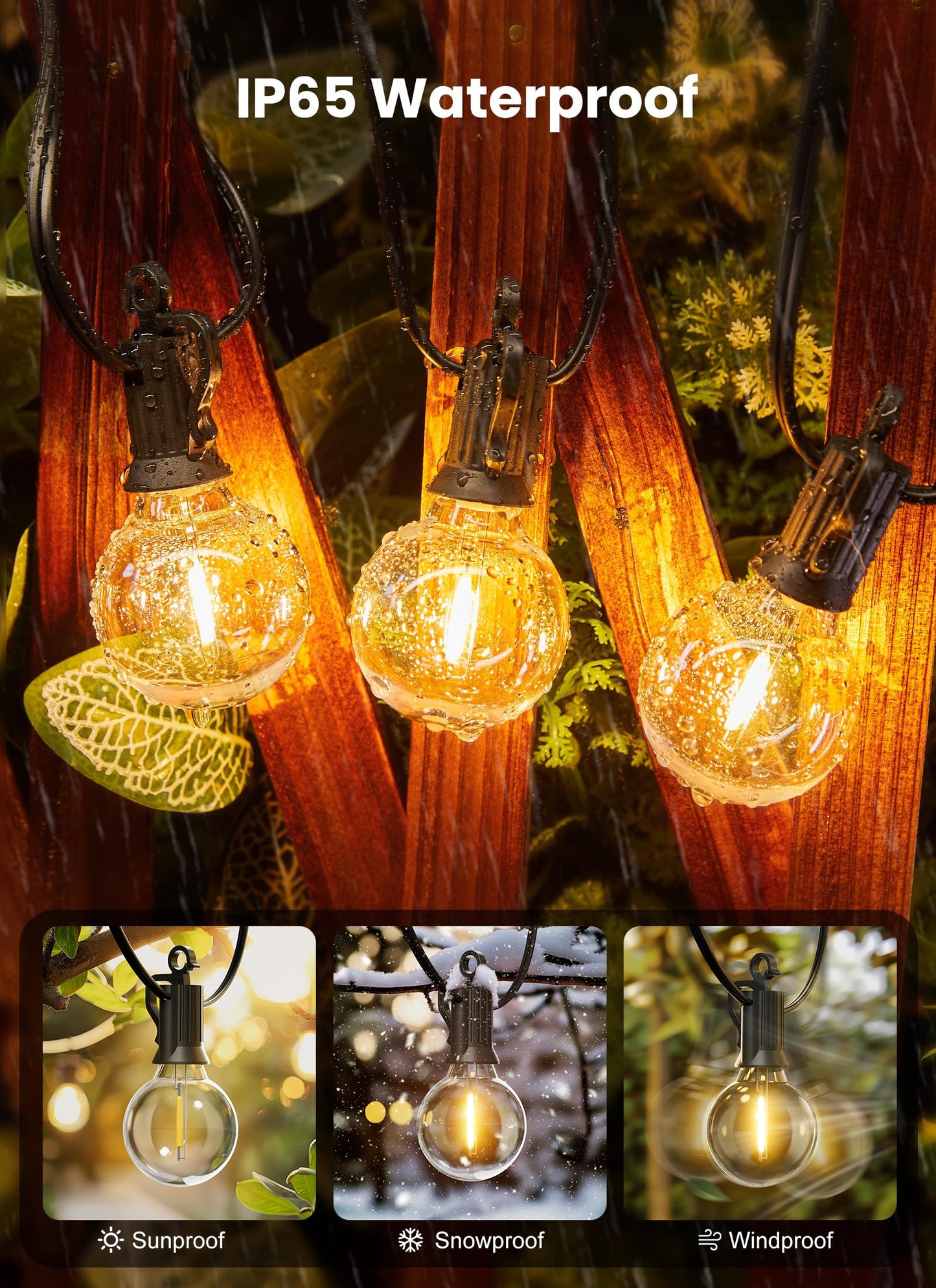 Outdoor String Lights, 55(50+5) FT 25 Bulbs IP65 Waterproof Patio Lights